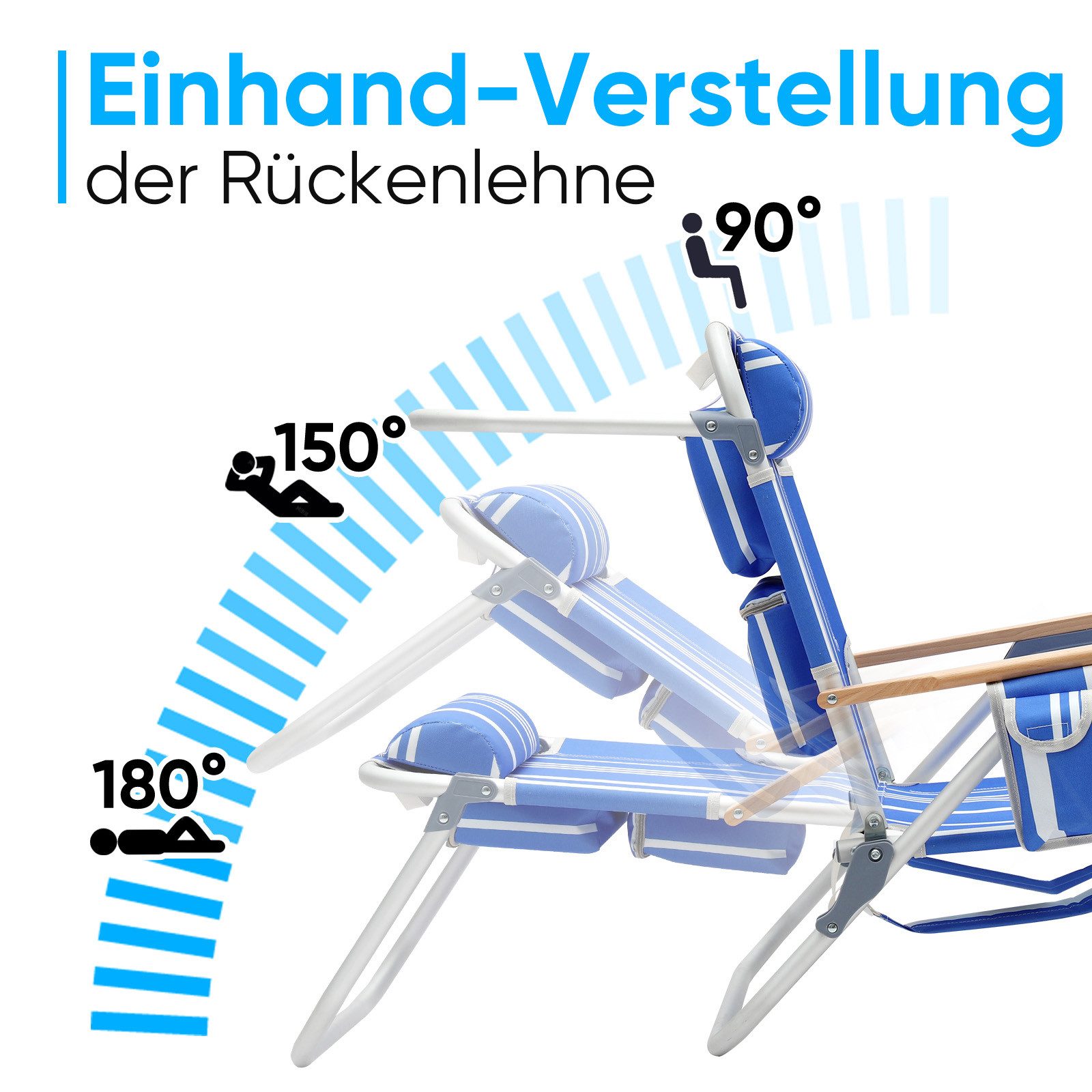 Sekey Campingstuhl Alu Strandstuhl Faltbar Liege Klappstuhl mit verstellbar günstig online kaufen