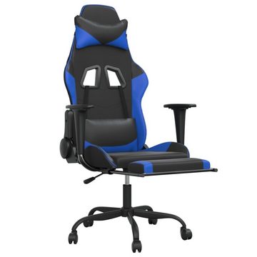 vidaXL Bürostuhl Gaming-Stuhl mit Fußstütze Schwarz und Blau Kunstleder