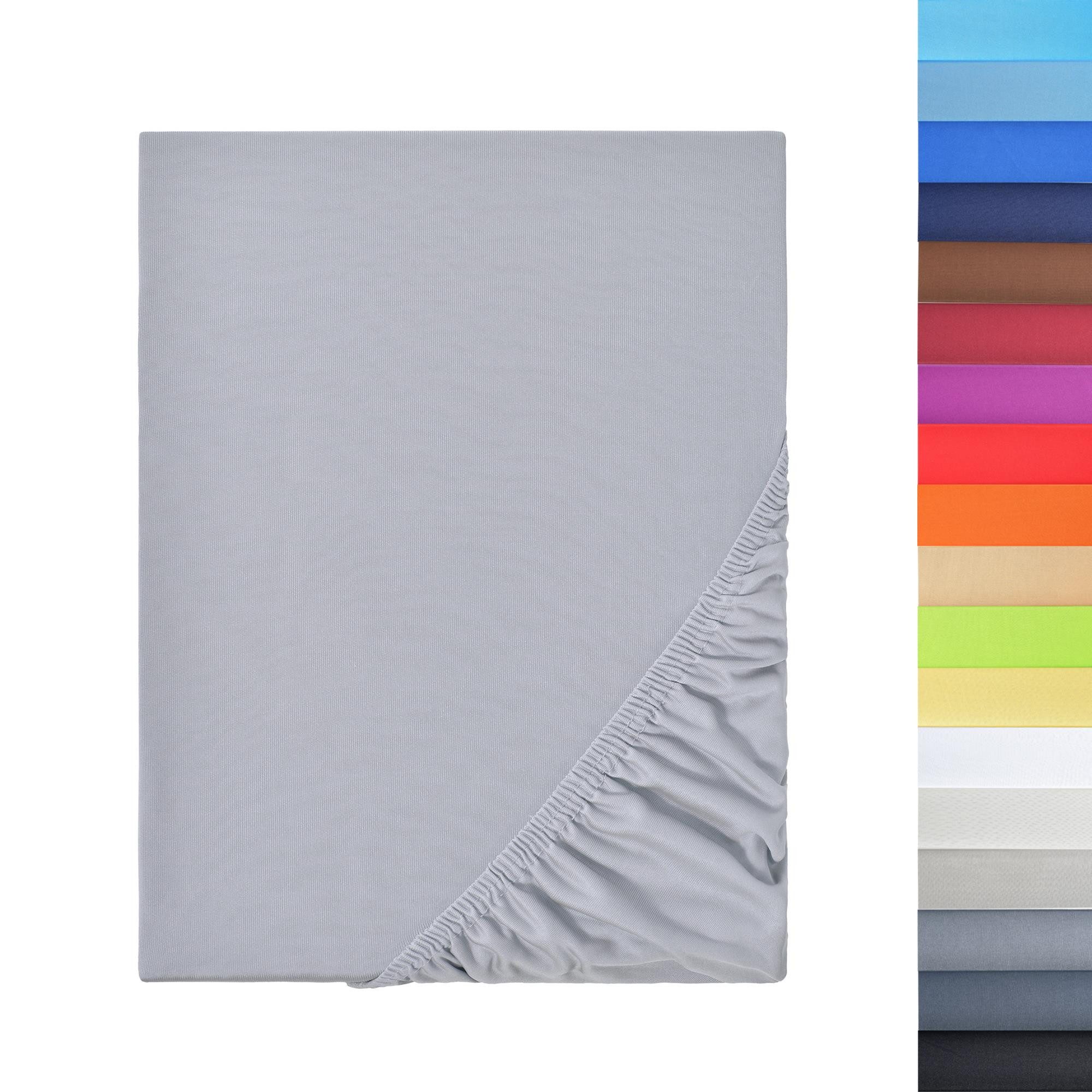NatureMark Spannbettlaken Boxspringbett Mikrofaser Spannbetttuch 200x220cm, Polyester, Gummizug: rundum, grau