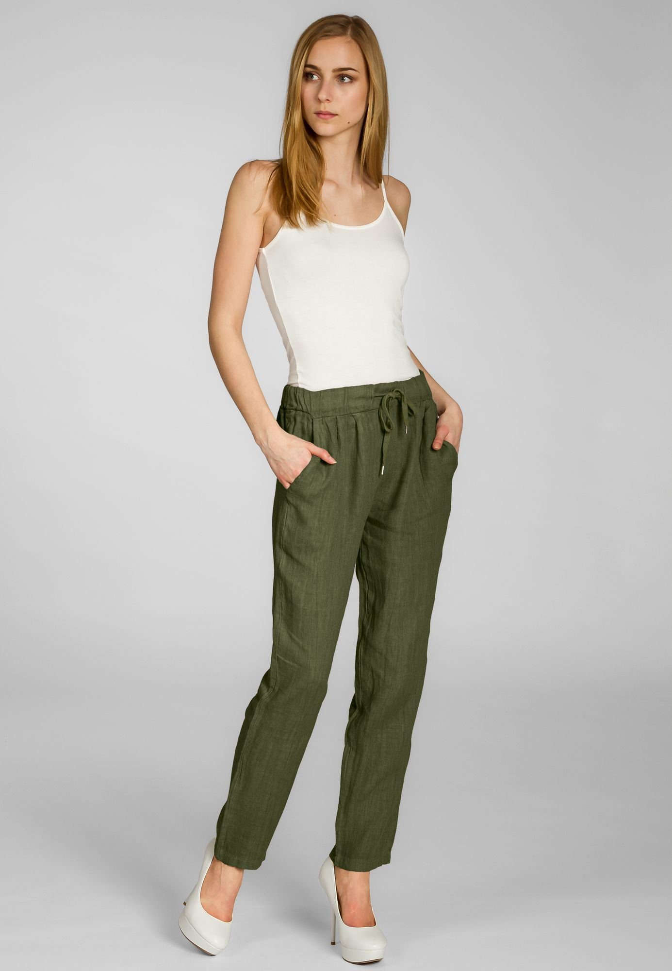 Caspar Leinenhose KHS045 leichte Damen Casual günstig online kaufen