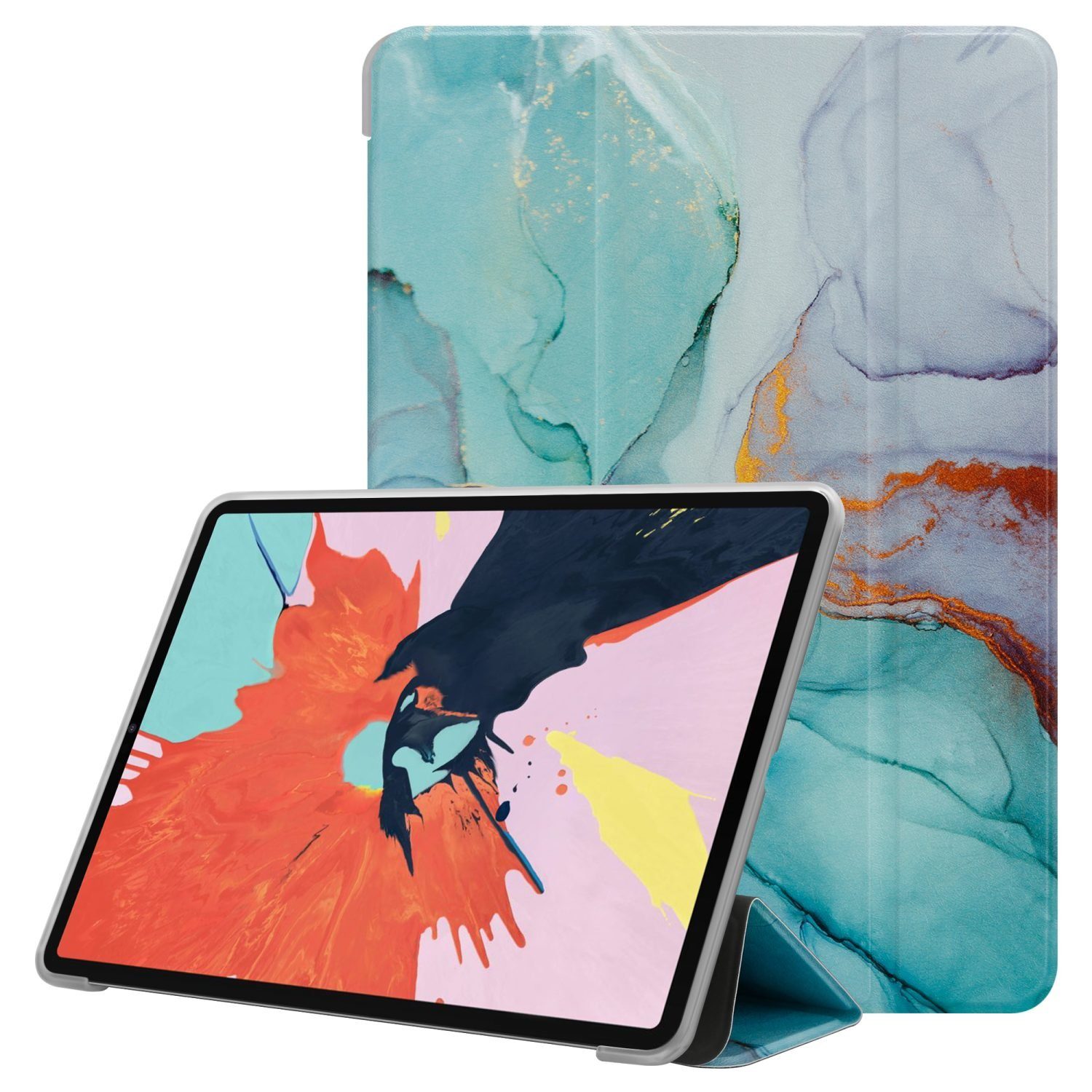 Cadorabo Tablet-Hülle Book Tablet Bunter Marmor Apple iPad PRO 11 2020 /  2021 (11 Zoll), Tablethülle - Dünne Schutzhülle aus TPU Silikon mit  Standfunktion