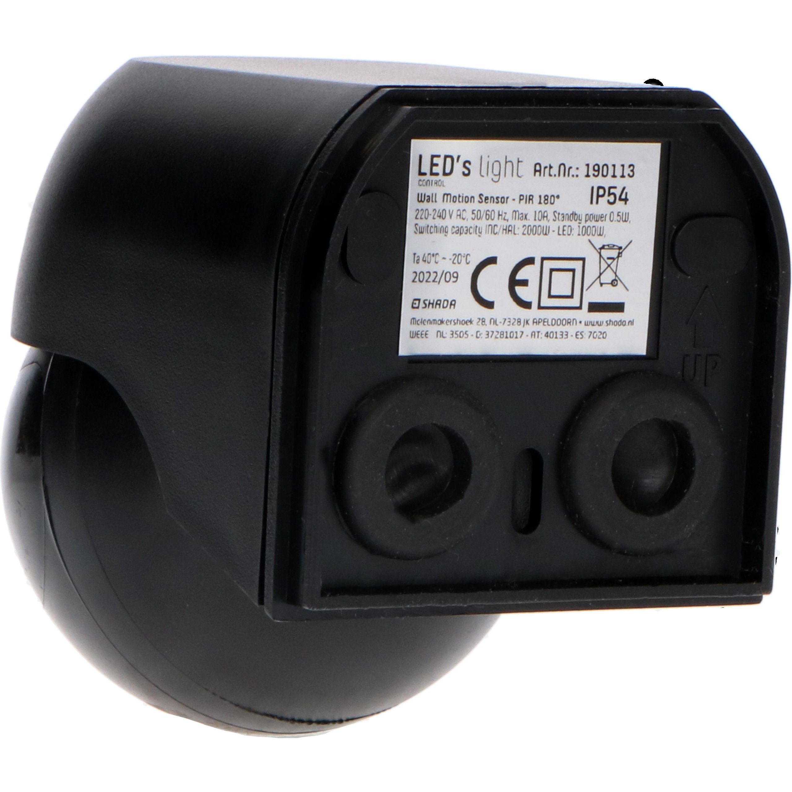 LED's light Bewegungsmelder Aufputz-Bewegungsmelder, 180° 0190114 IP54 schwarz mit Fernbedienung
