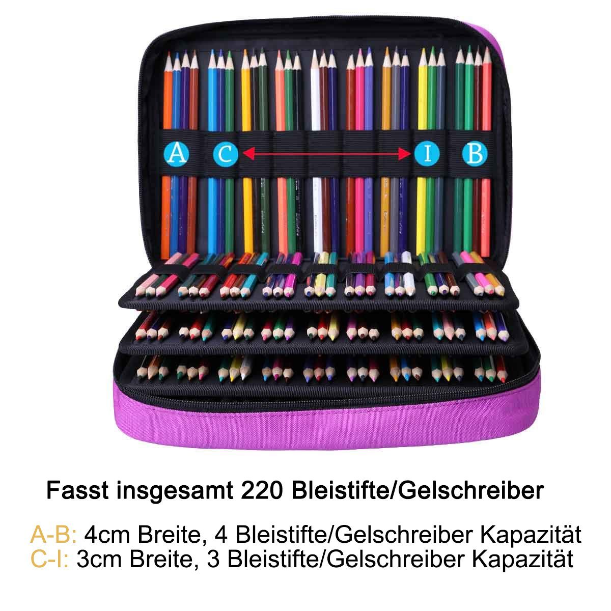 GelldG Federmäppchen Federmäppchen lila Stifthalter mit Große 220 Kapazität Schlitze