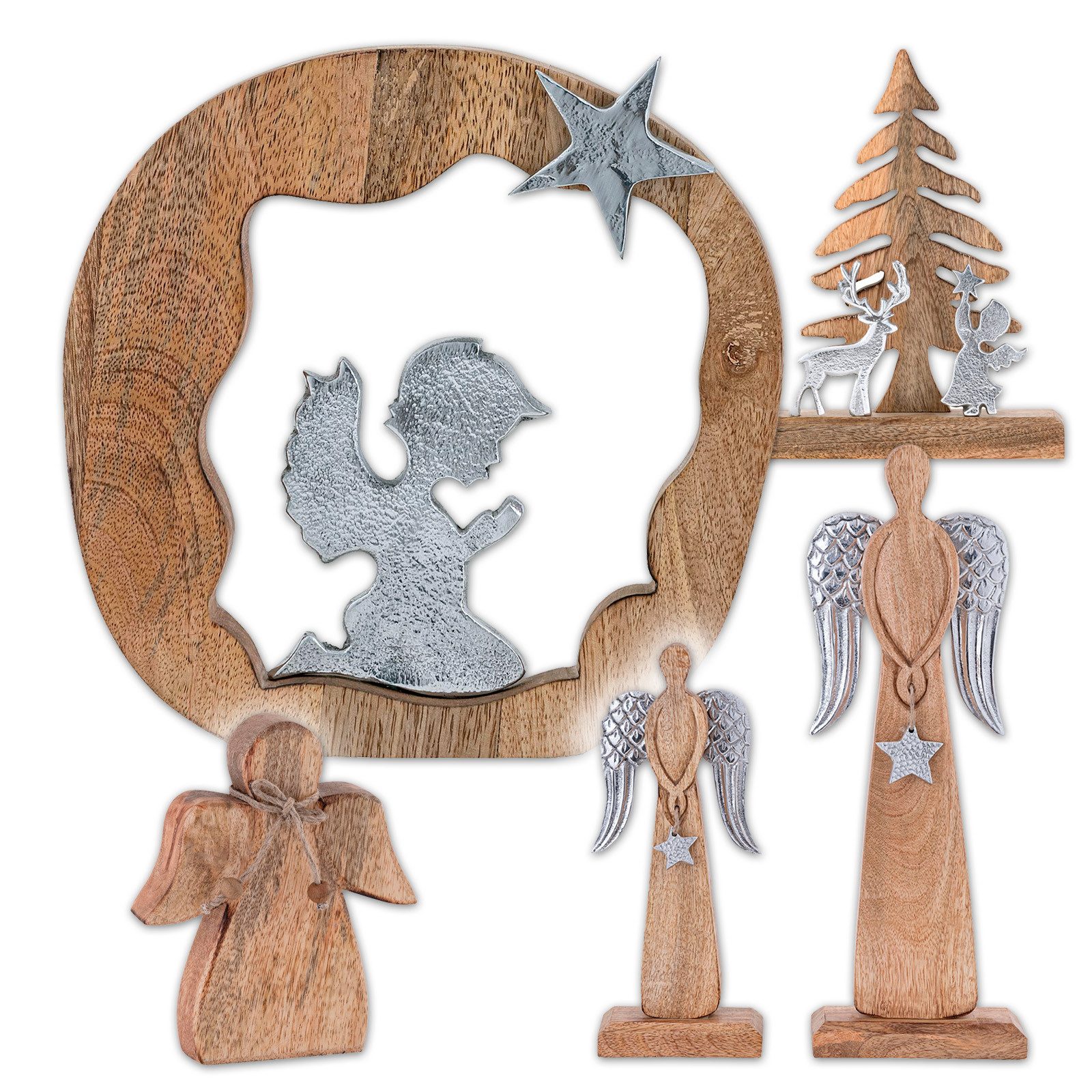 Amagohome Dekofigur Dekofigur Engel Holzfigur Schutzengel günstig online kaufen