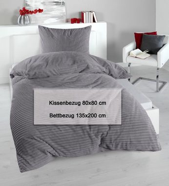 Bettwäsche Bettwäsche Cashmere Touch Kord Optik 2 teilig kuschlig weich 135x200, Haus und Deko, Polyester, 2 teilig