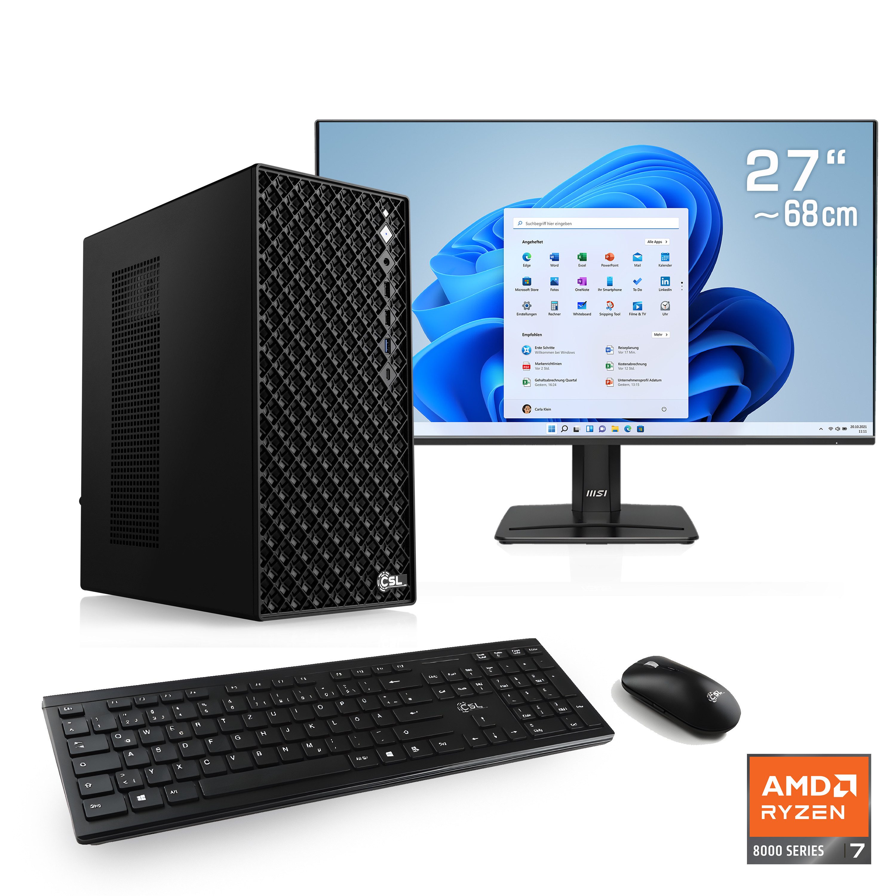 CSL Mystic V24168 PC-Komplettsystem (27", AMD Ryzen 7 8700G, AMD Radeon™ Vega 8 Graphics, 16 GB RAM, 1000 GB SSD)