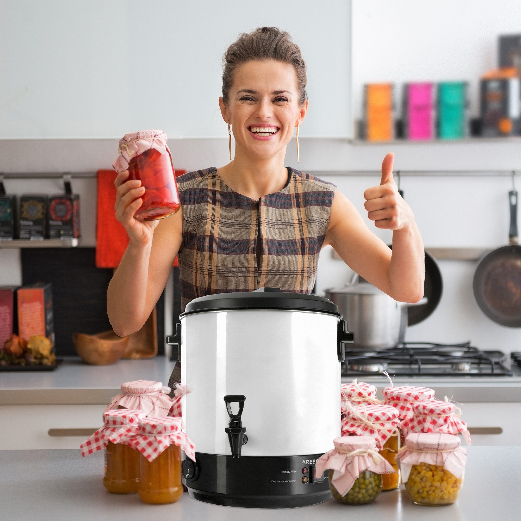 Arebos Einkoch- und Glühweinautomat 28 L mit Timer & Zapfhahn für Glühwein & Getränke, 2500 W
