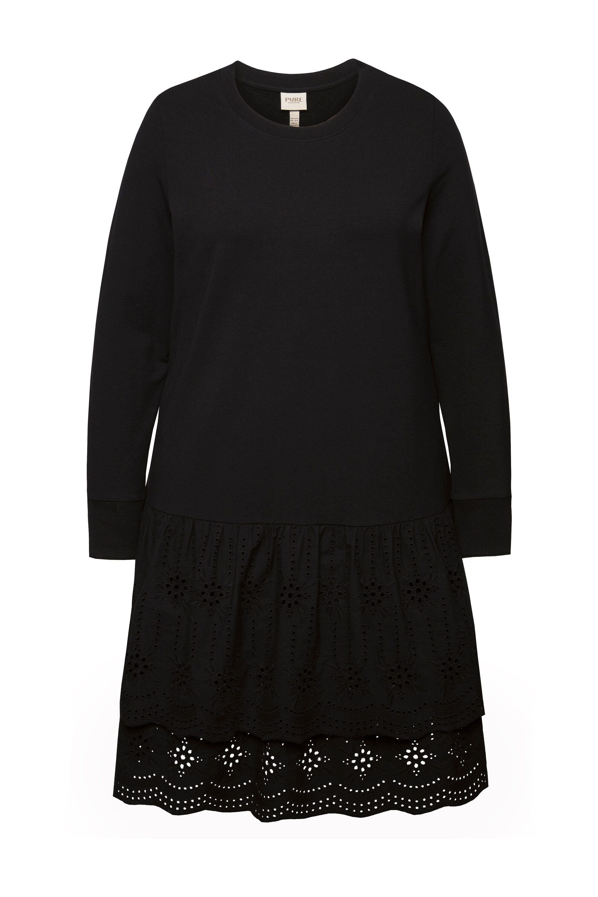 Ulla Popken Midikleid Sweatkleid Spitze Rundhals günstig online kaufen