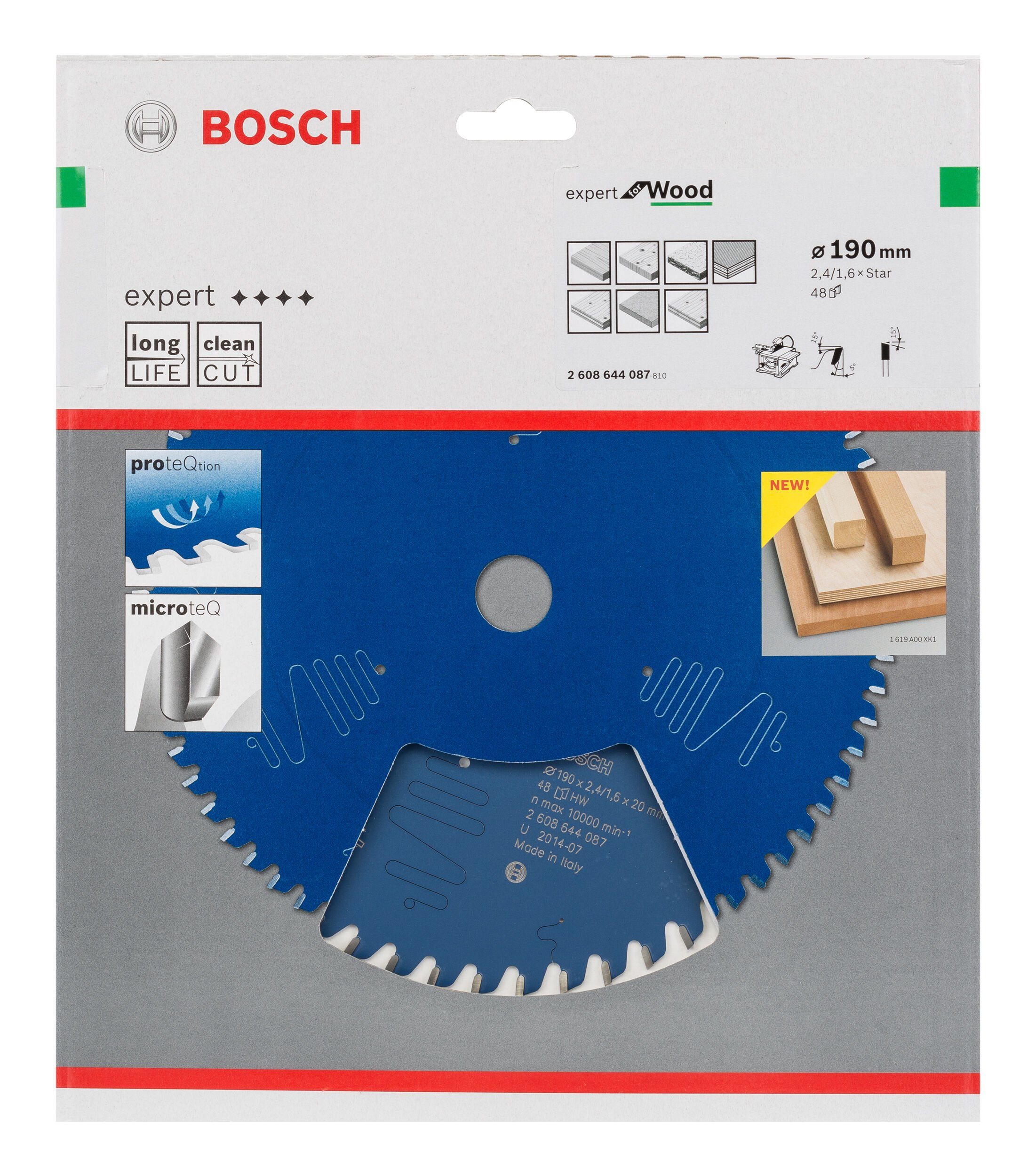 Kreissägeblatt For BOSCH 48Z, Wood mm Stern 2,4 x x - Expert 190