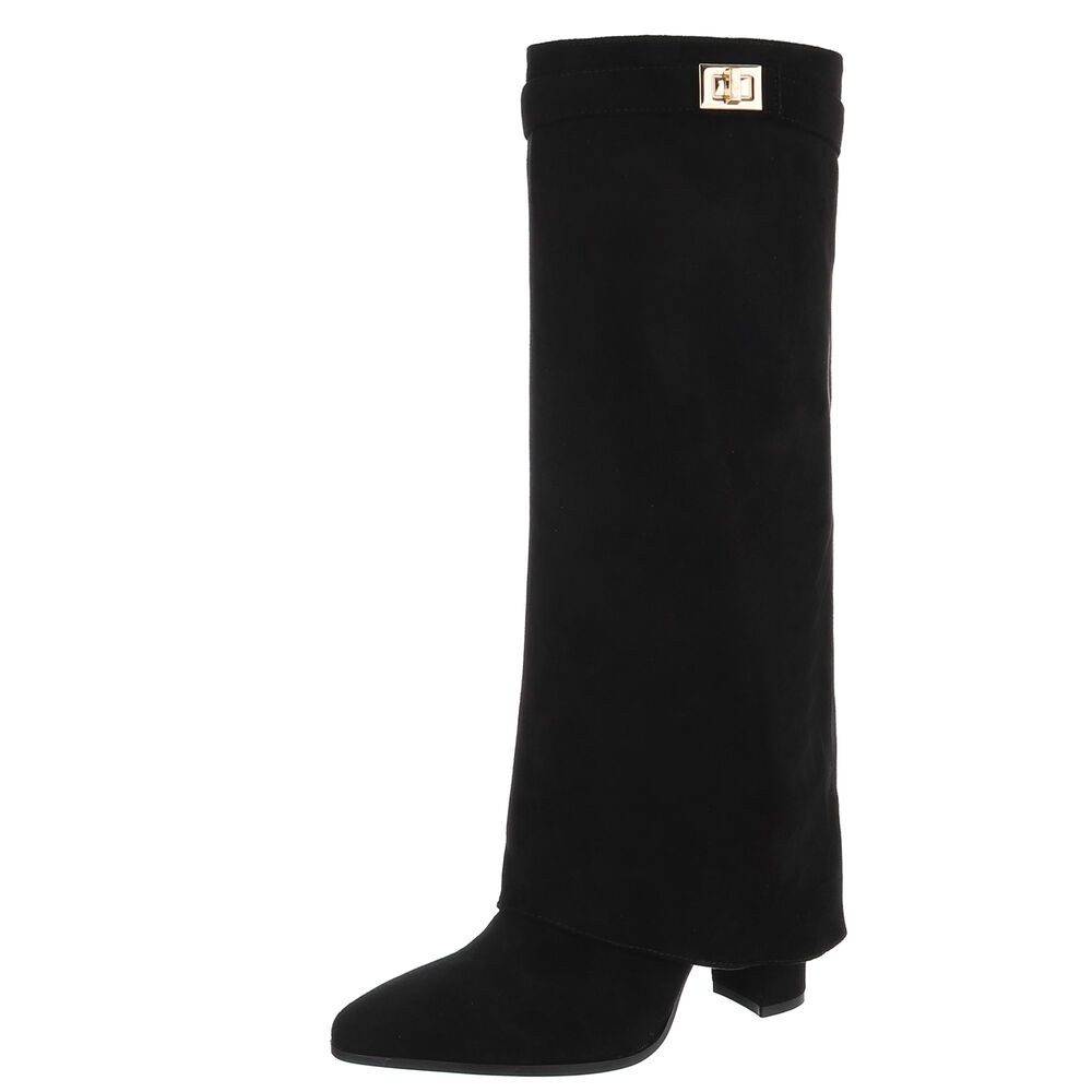 Ital-Design Elegante kniehohe Stiefelette mit Blockabsatz günstig online kaufen