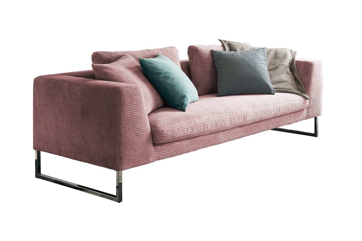 KAWOLA Sofa ARIAN, 2,5-Sitzer Cord 3-Sitzer versch. od. Farben rosa