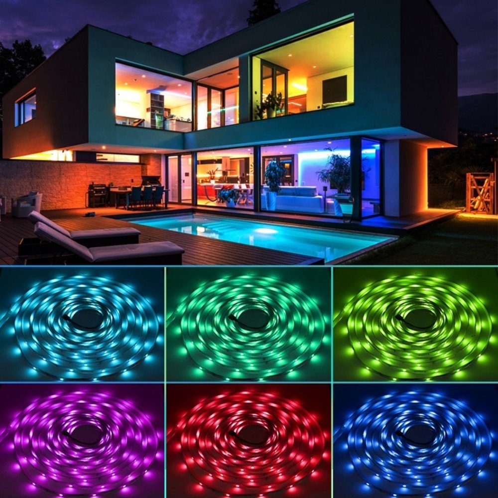 Partei RGB Strip LED DESUO Streifen 5m für Musik Deko LED-Streifen LED mit Bluetooth Sync