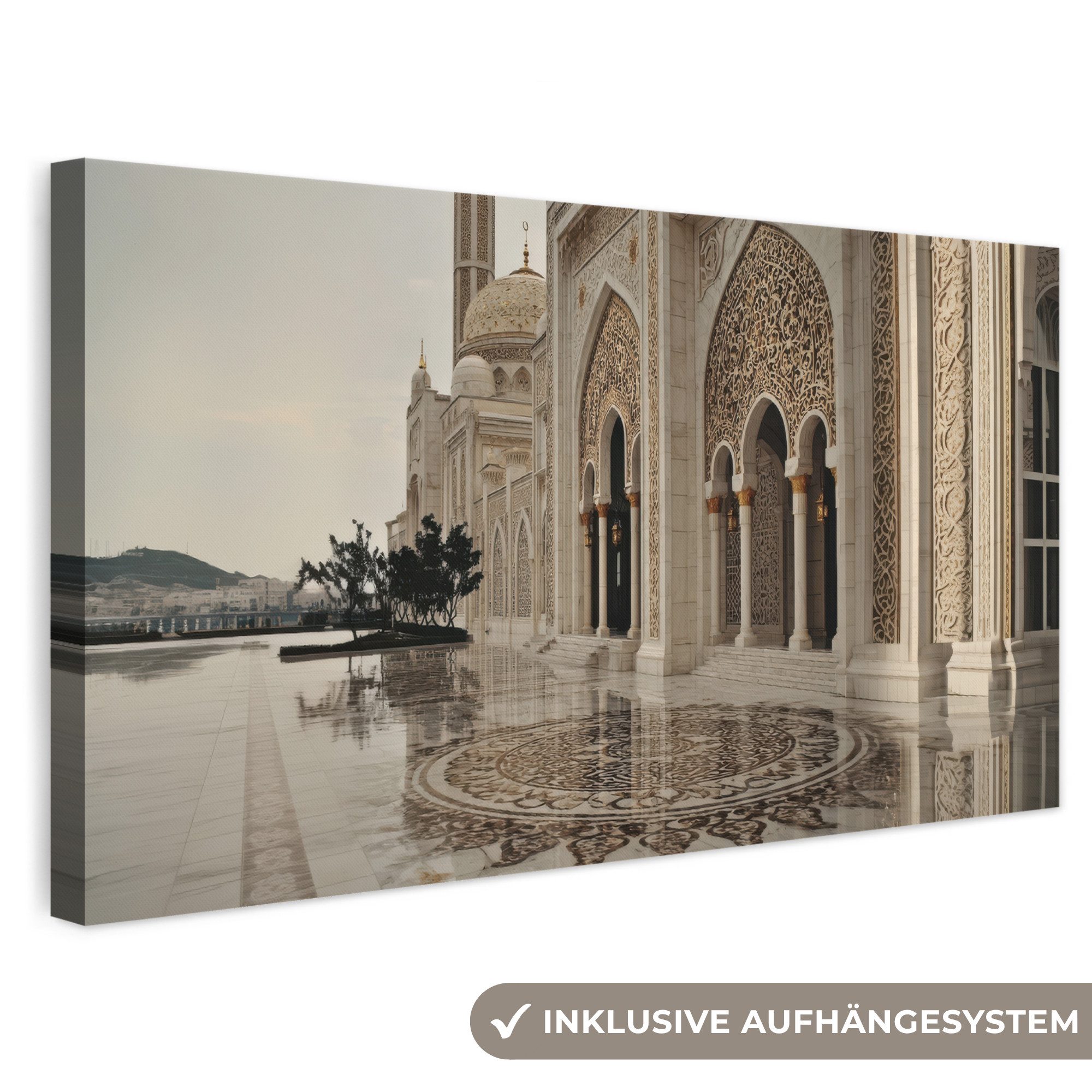 OneMillionCanvasses® Leinwandbild Panorama Details in Gold - Marmor - Islamisch, Fotodruck (1 St), Leinwand Bilder für Wohnzimmer Schlafzimmer 60x30 cm