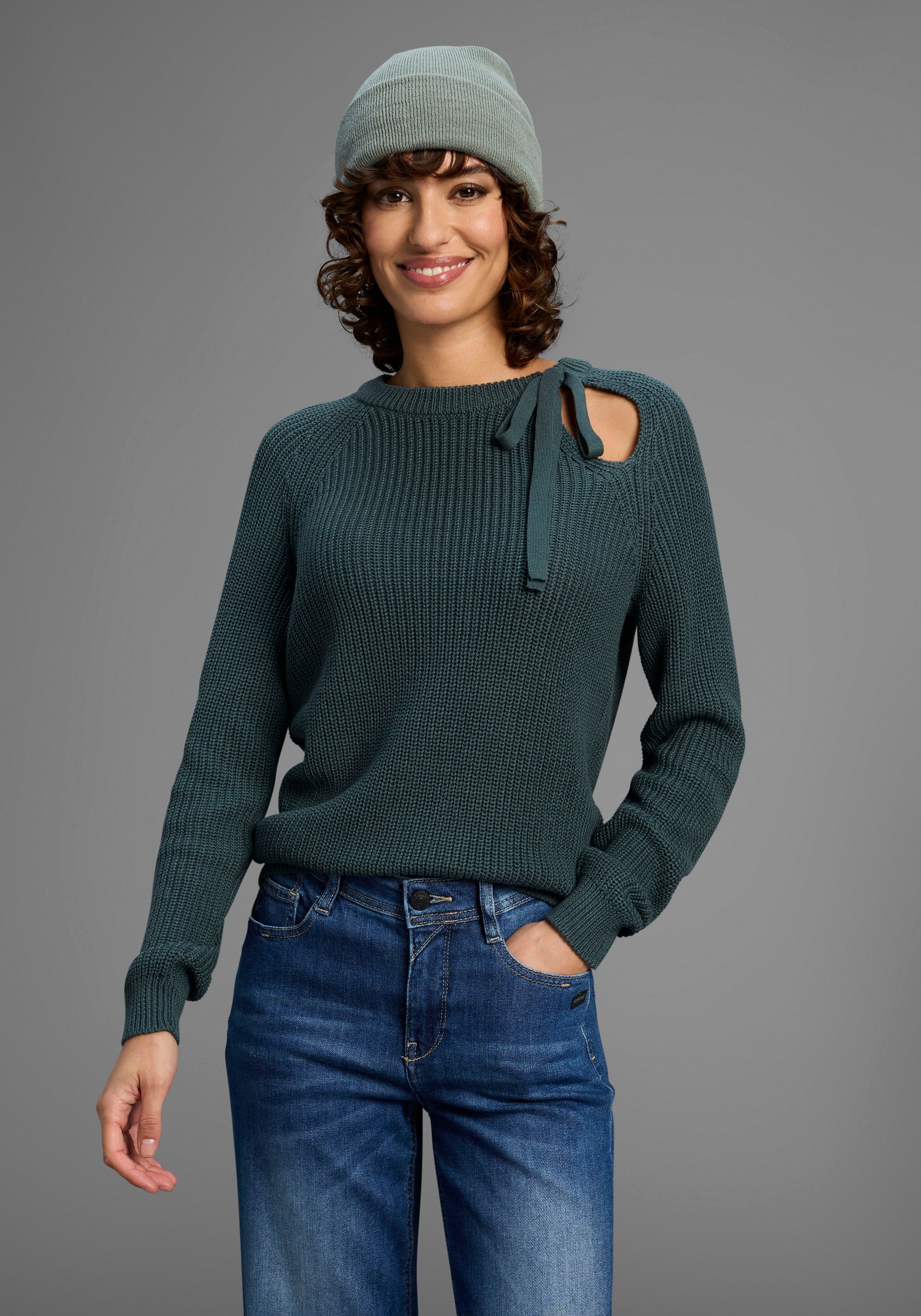 Laura Scott Strickpullover Übergangspullover mit Schleifendetail und Cut Ou günstig online kaufen