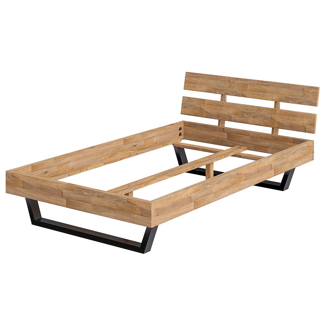 skølm Massivholzbett Alver, natur geölt mit Metallkufen, verfügbar in 120/1 günstig online kaufen