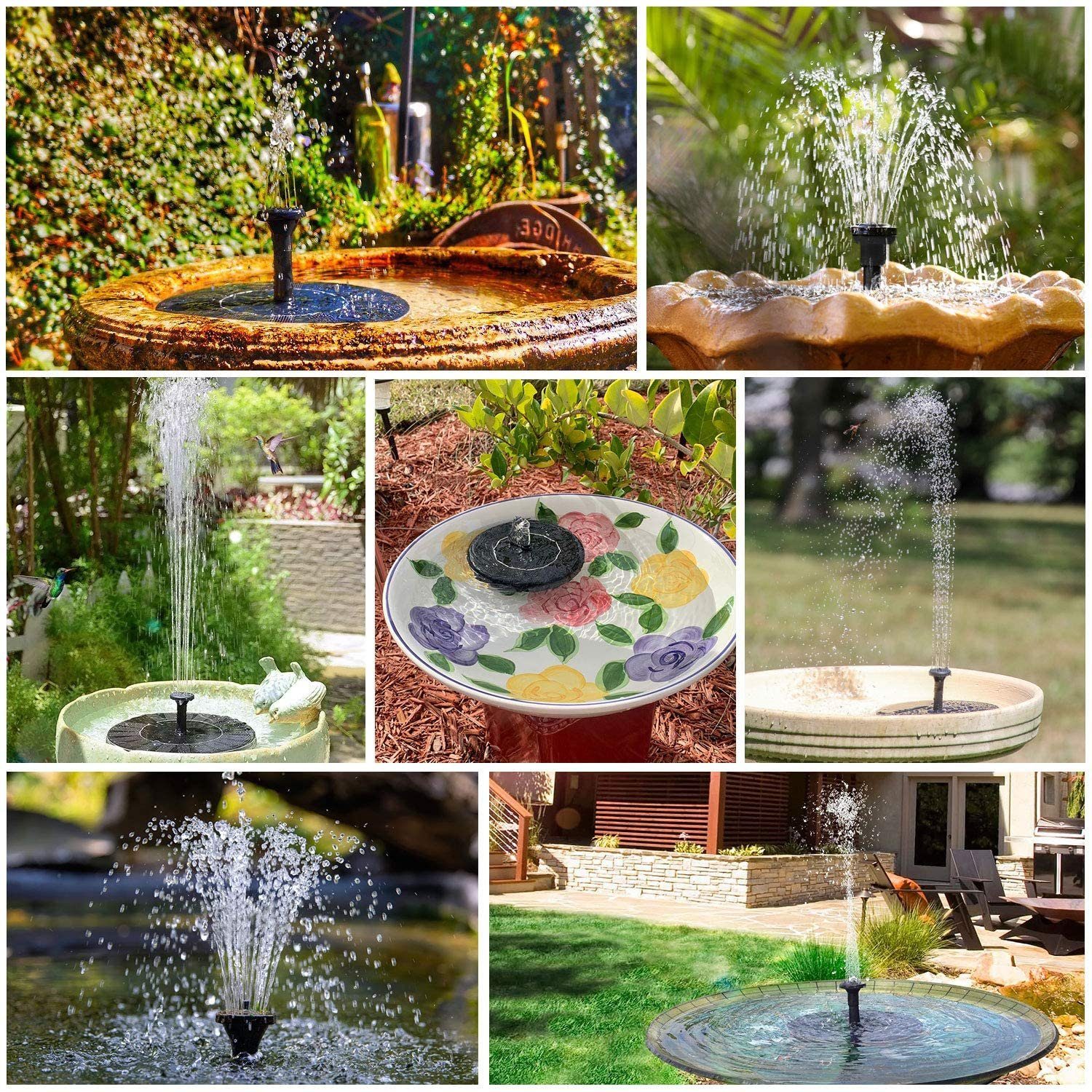 Vicbuy Gartenbrunnen, Solar Springbrunnen, Wasserpumpe, Teichpumpe, Düsen 6
