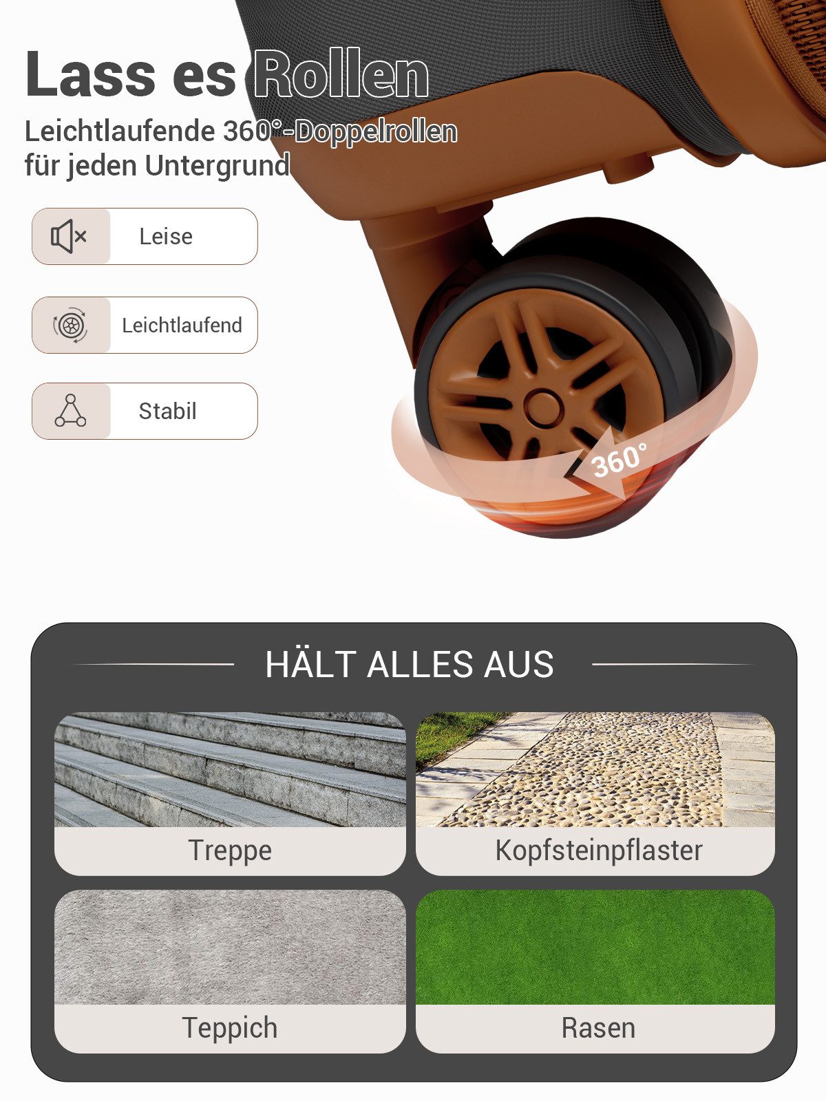 KONO Trolleyset Kombi-Set: Hartschalen-Koffer + Handgepäcktasche, (4 tlg) – Bild 5 von 5