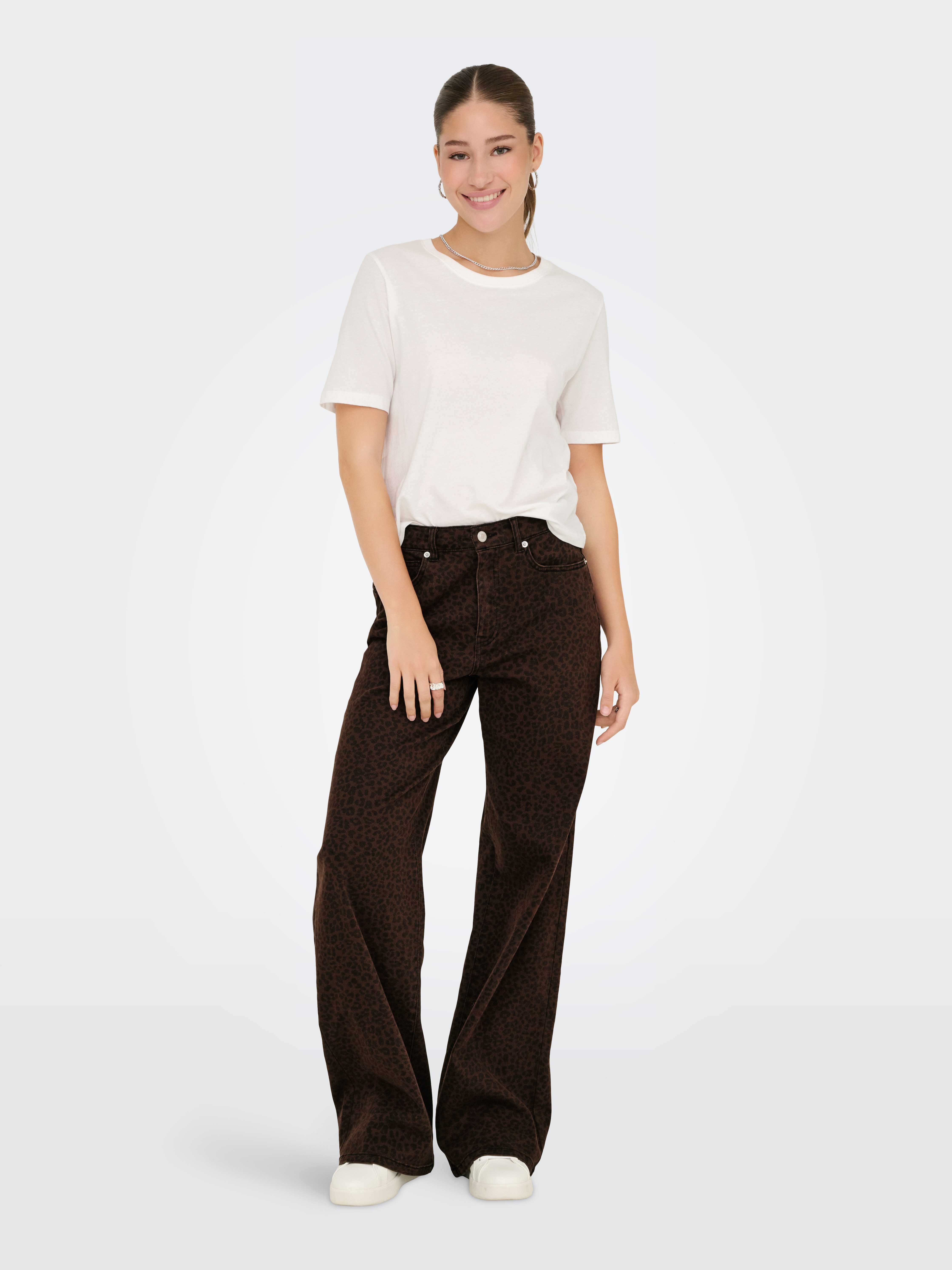ONLY High-waist-Jeans ONLMADISON HW WIDE ANIMAL PANT PNT Baumwollmischung – Bild 4 von 5