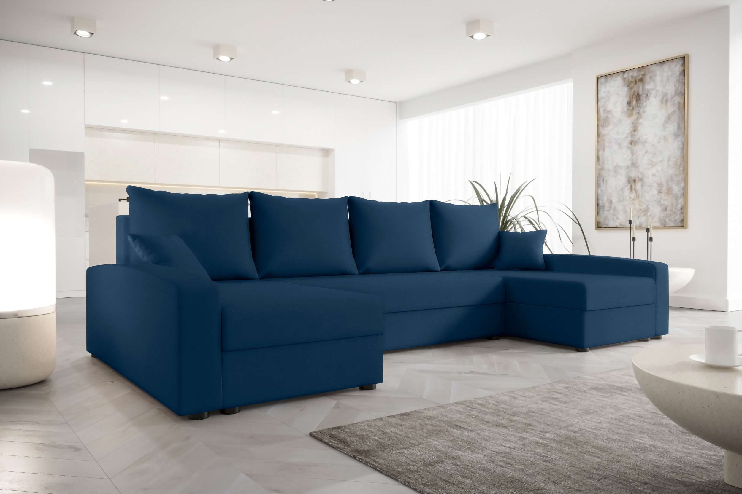 Stylefy Wohnlandschaft Addison, U-Form, Eckcouch, Sofa, Sitzkomfort, mit Bettfunktion, mit Bettkasten, Modern Design | Wohnlandschaften