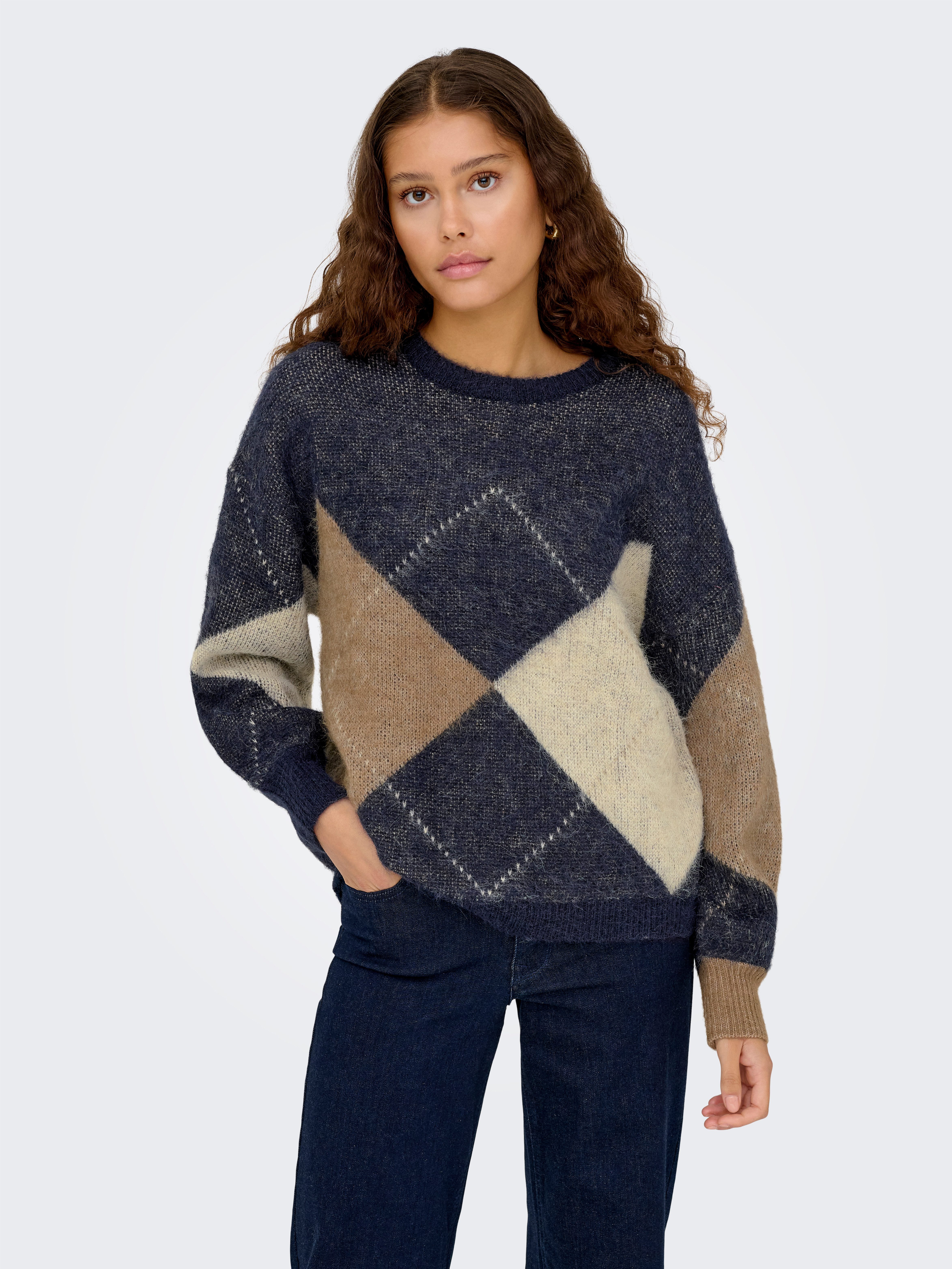 ONLY Strickpullover ONLNOEME LIFE LS JQ O-NECK KNT günstig online kaufen