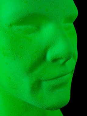 PSYWORK Dekofigur Schwarzlicht Deko Kopf "Glowhead" Grün, UV-aktiv, leuchtet unter Schwarzlicht