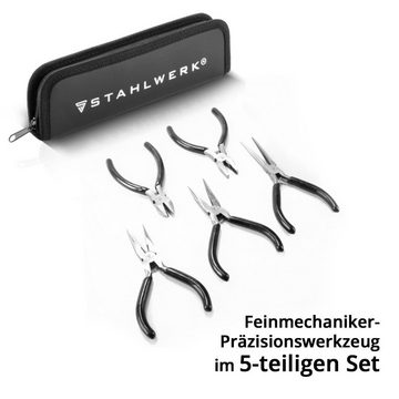 STAHLWERK Zangenset STAHLWERK Mini Zangen-Set 5-teilig Feinmechaniker-Zangen mit 3 Spitzza, Set 5-tlg., mit 3 Spitzzangen, Seitenschneider und Kombizange
