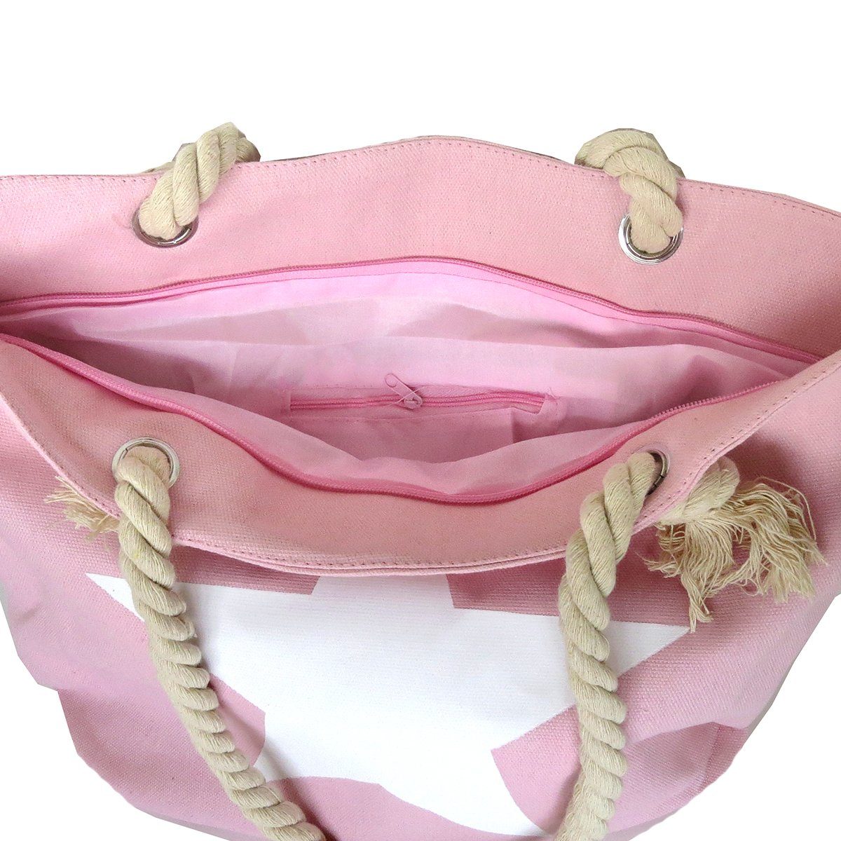 Sonia Originelli Umhängetasche Strandtasche Stern rosa Uni Reißverschluss Shopper, Innentasche kleine Beachbag "Marie" mit