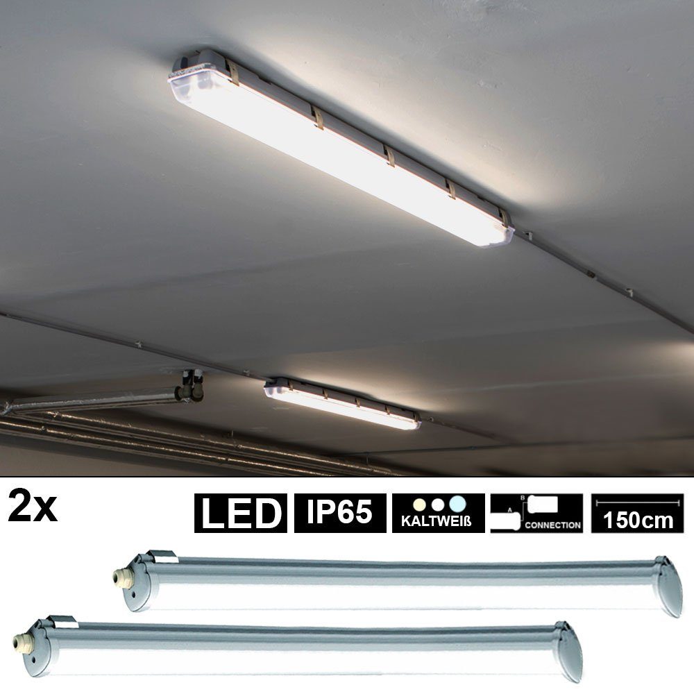2 x LED 36W Wannen Feuchtraum Werkstatt-Lampen 6400K Garagen Decken-Leuchte IP65 