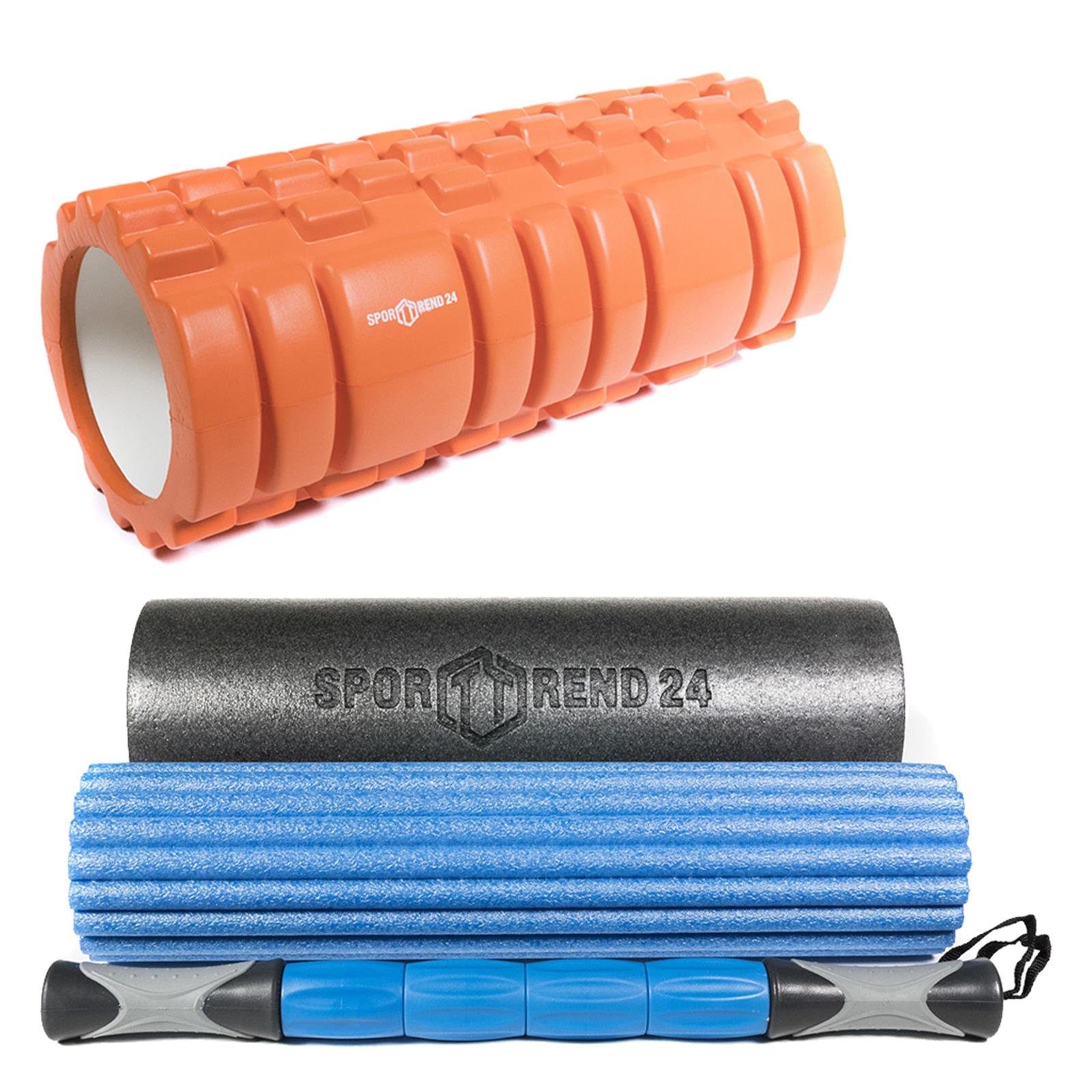 + Noppen Rolle Schaumstoffrolle Pilatesrolle Massagerolle Set 1 in Bindegewebsrolle Sporttrend 24 Yogarolle Massagerolle mit Orange, 3 Faszienrollen