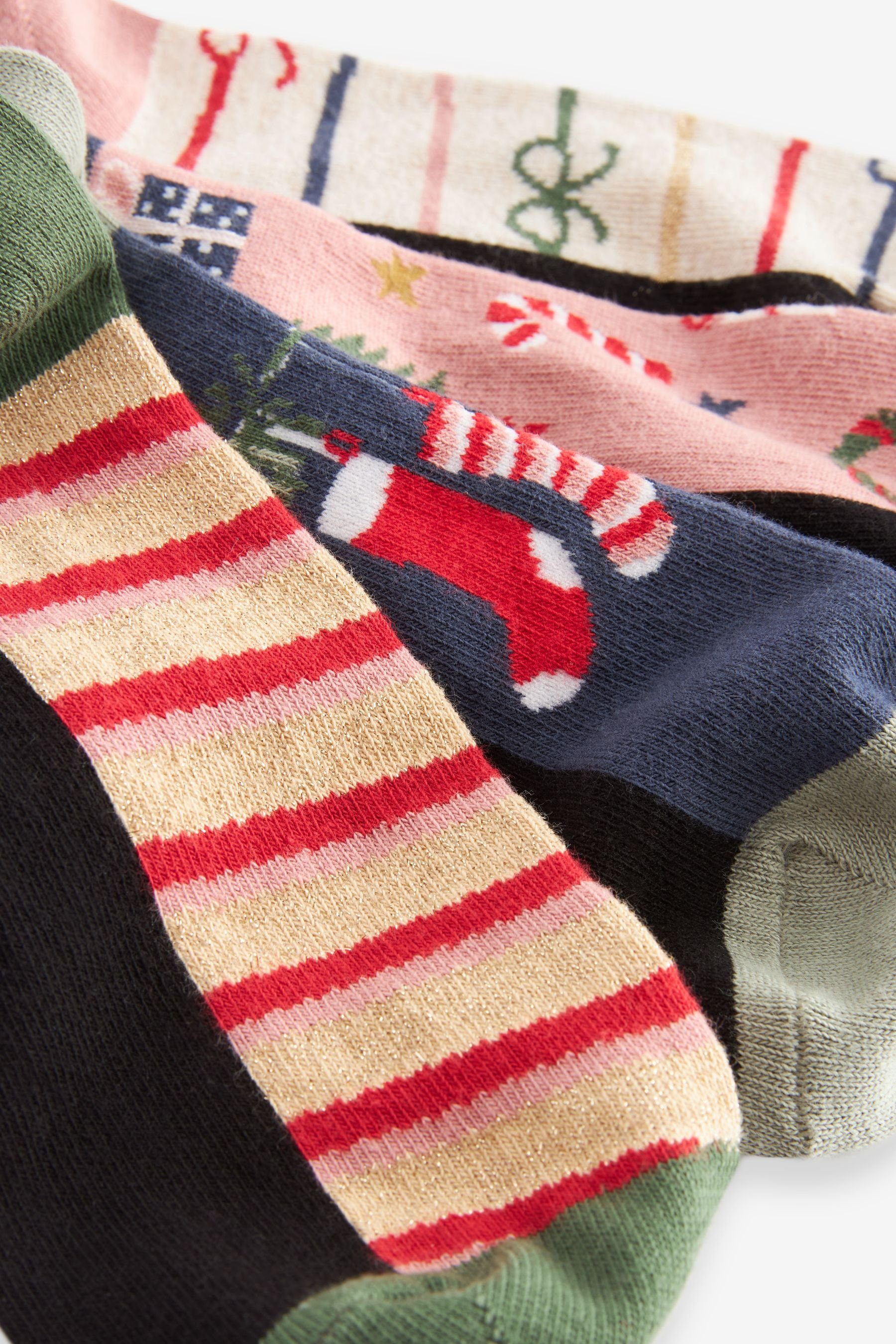 Kurzsocken Stockings mit Christmas (1-Paar) Fußbett, Söckchen 4er-Pack, Next schwarz