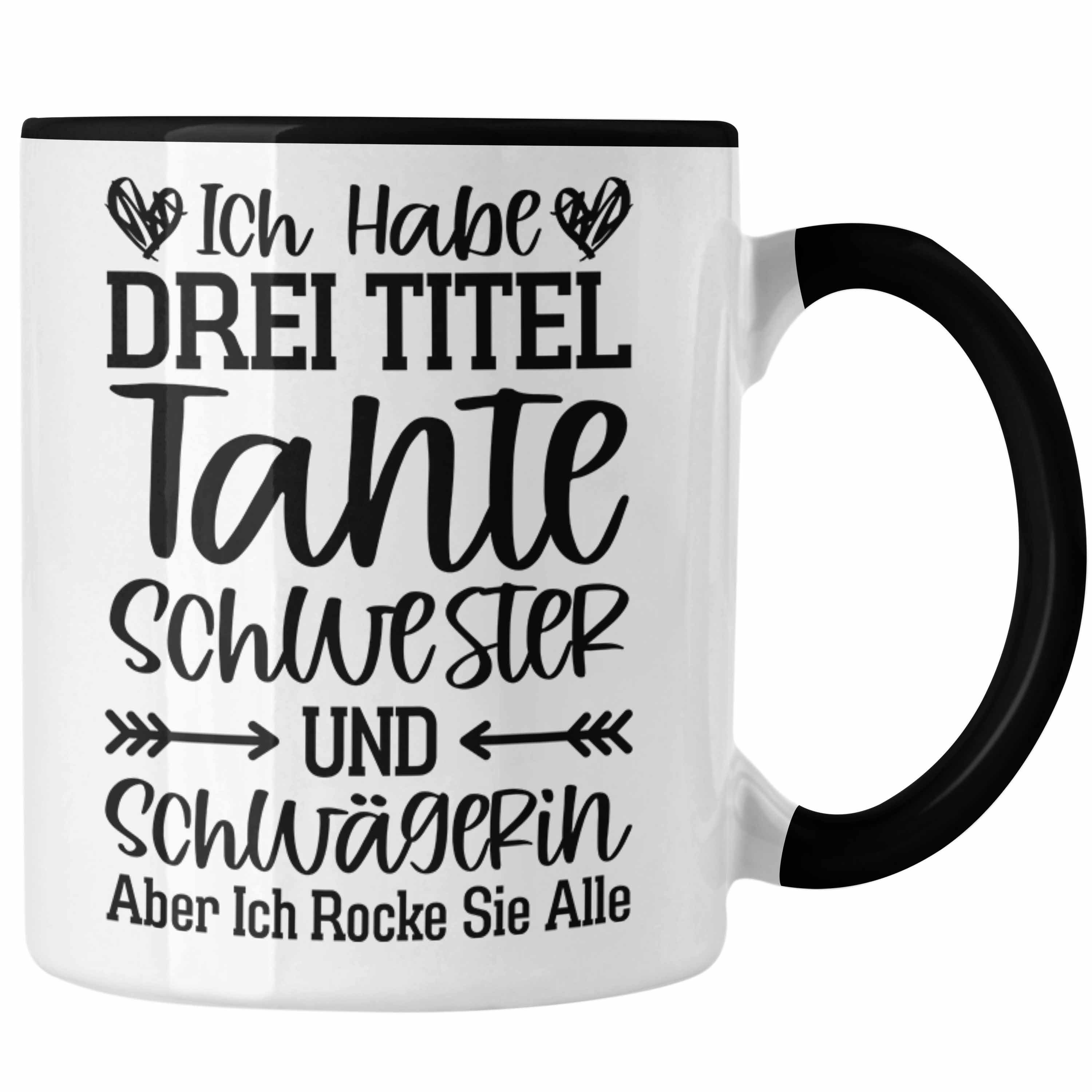 Trendation Tante Schwägerin - Schwarz mit Weihnachten Trendation Schwester Beste Tante Tasse Lieblings Tante Tasse Spruch für Geschenk