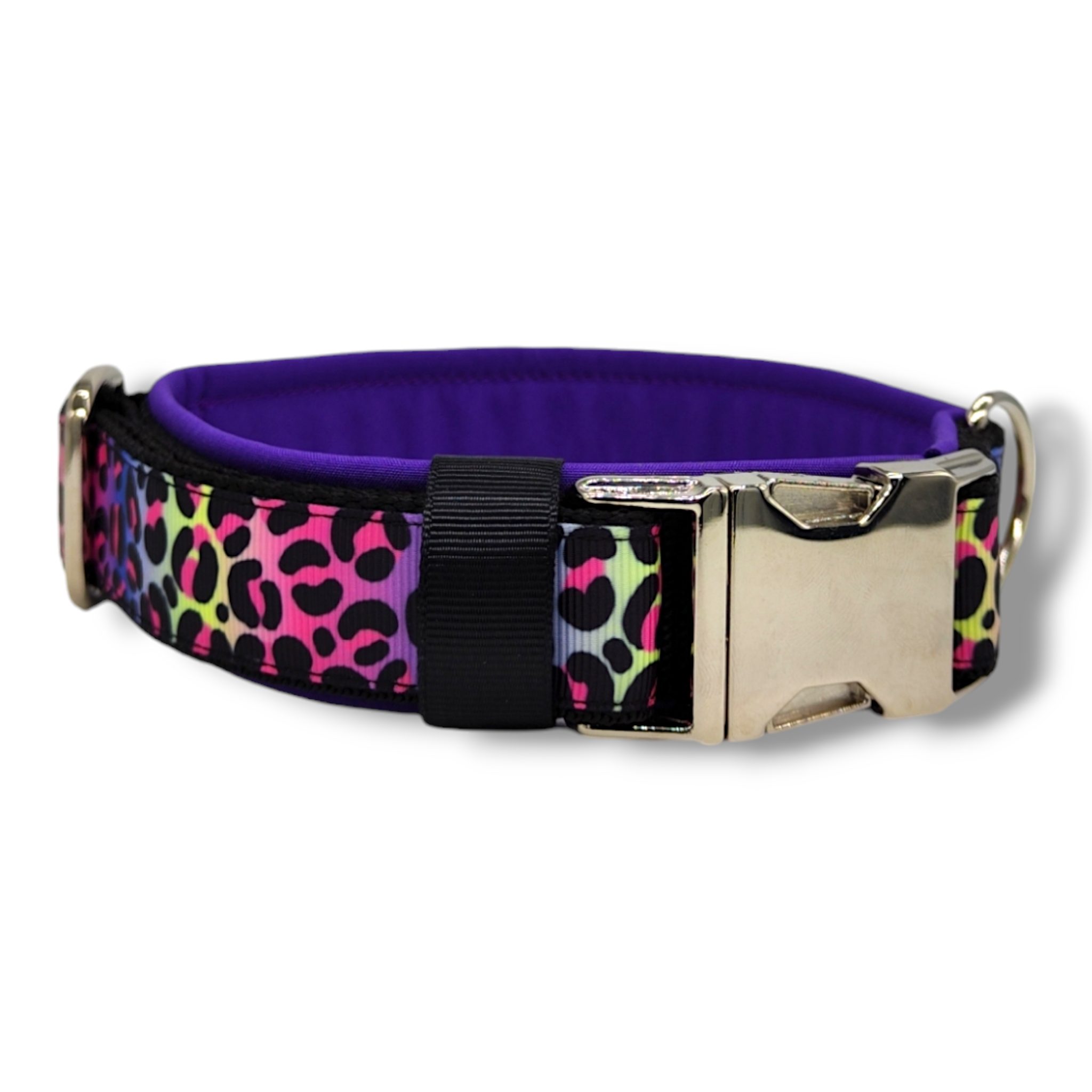 D by E Couture Hunde-Halsband "Rainbow Leo Love III", gepolstert, verstellbar, 50mm breit, Handmade