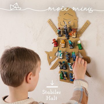 moin minis Wandregal moin minis Ninja Kinderzimmer Regal Gold für 18 Minifiguren kompatibe