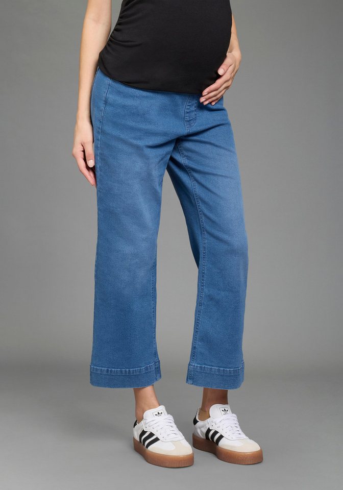 Neun Monate Umstandsjeans 7/8 Loose fit Umstandsjeans gerader Beinverlauf, mit elastischem Gummizug, mit Stretch-Anteil