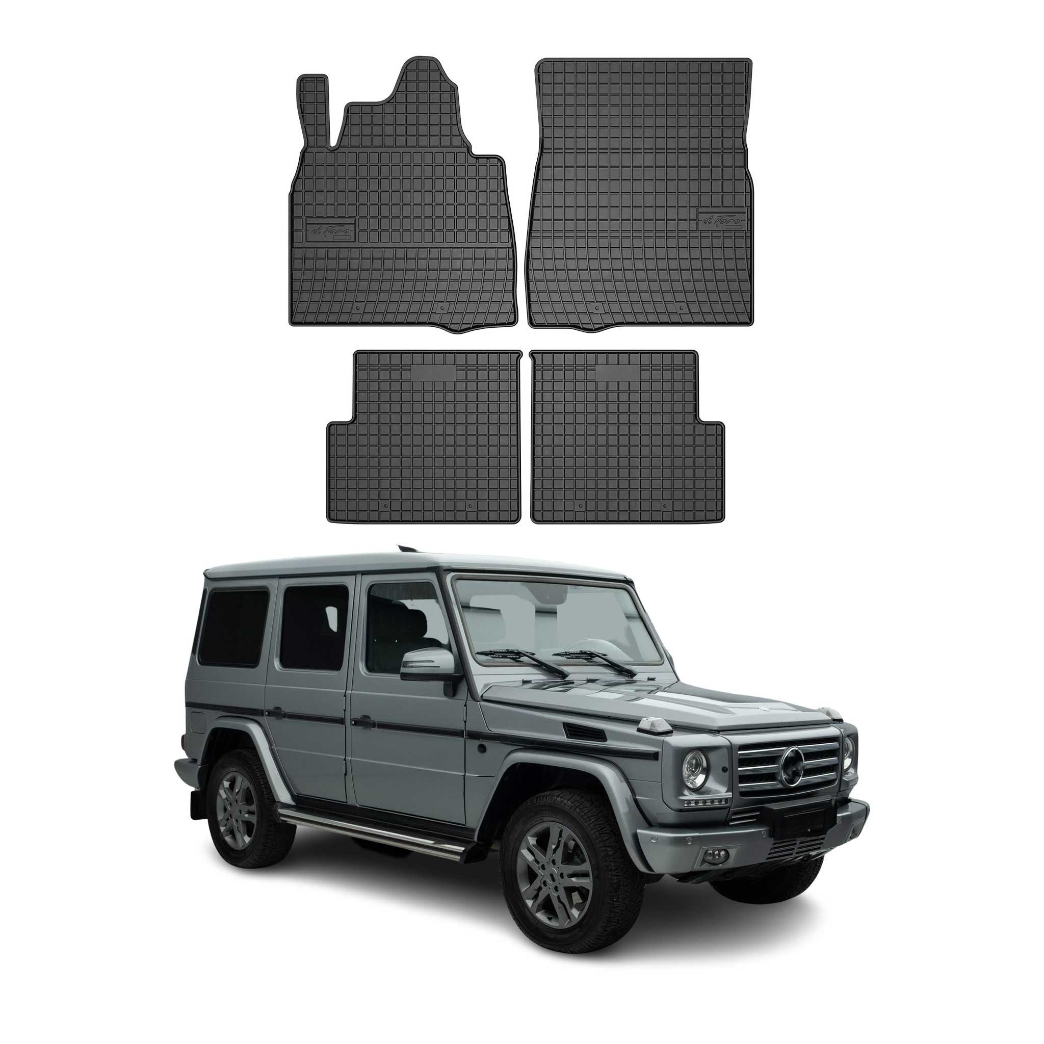 OMAC Auto-Fußmatten für Mercedes G Klasse 2012-2018 Gummi Schwarz 4 tlg (4 St), für Mercedes G Klasse 2012-2018 Mercedes G Klasse 2012-2018, Antirutsch,Wasserfest,Einfache Installation