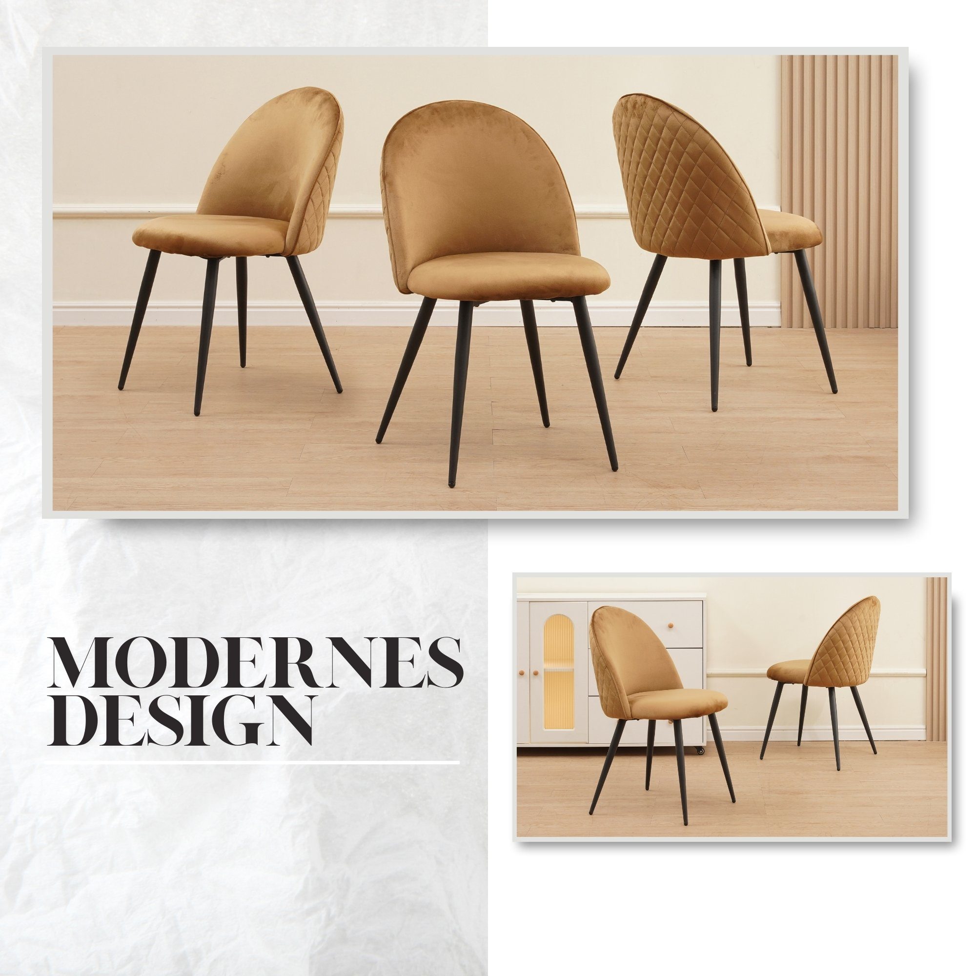 Albatros International Esszimmerstuhl Esszimmerstuhl CAPO Samt 4er Set Brau günstig online kaufen