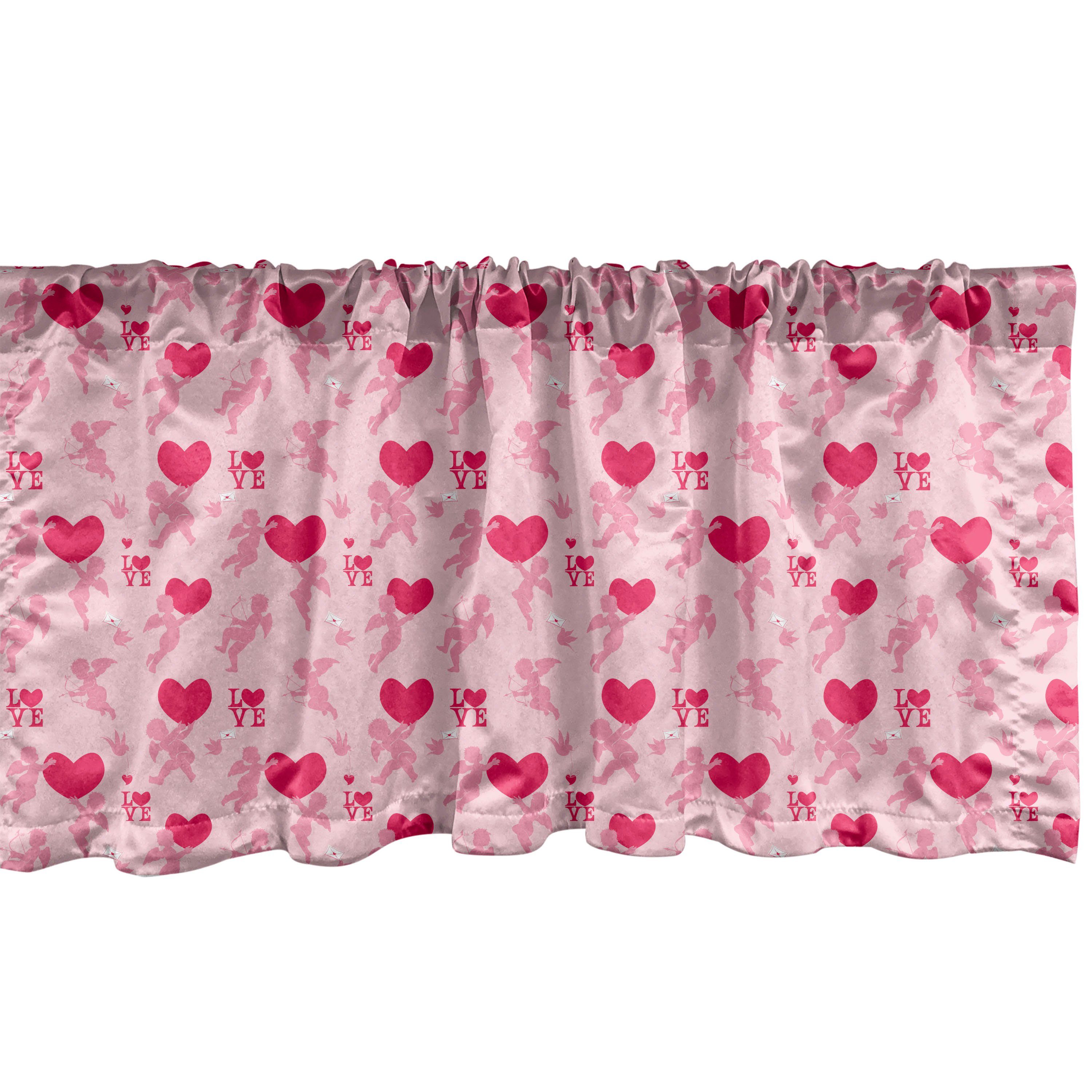 Scheibengardine Vorhang Volant für Küche Schlafzimmer Dekor mit Stangentasche, Abakuhaus, Microfaser, Liebe Silhouetten von Angel Heart