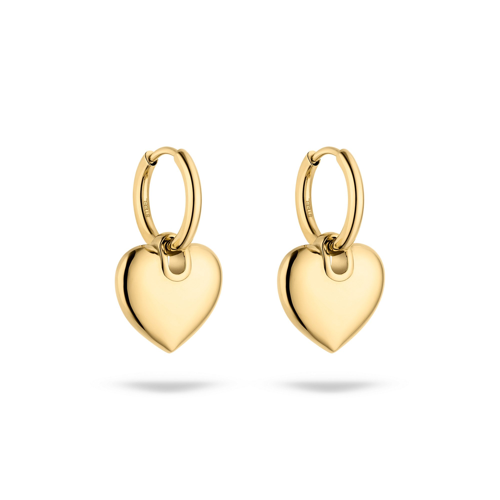 s.Oliver Paar Creolen mit abnehmbaren Einhängern Herz, Chunky Heart