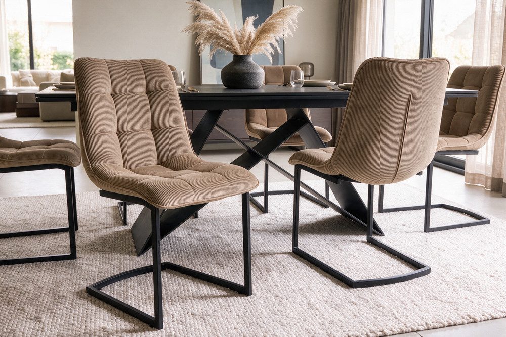 riess-ambiente Freischwinger MIAMI taupe/schwarz - Microfaser, Metall, Industrial, Ziersteppung (1 St), modern & strapazierfähig - ideal für Wohn- & Esszimmer od. Home Office