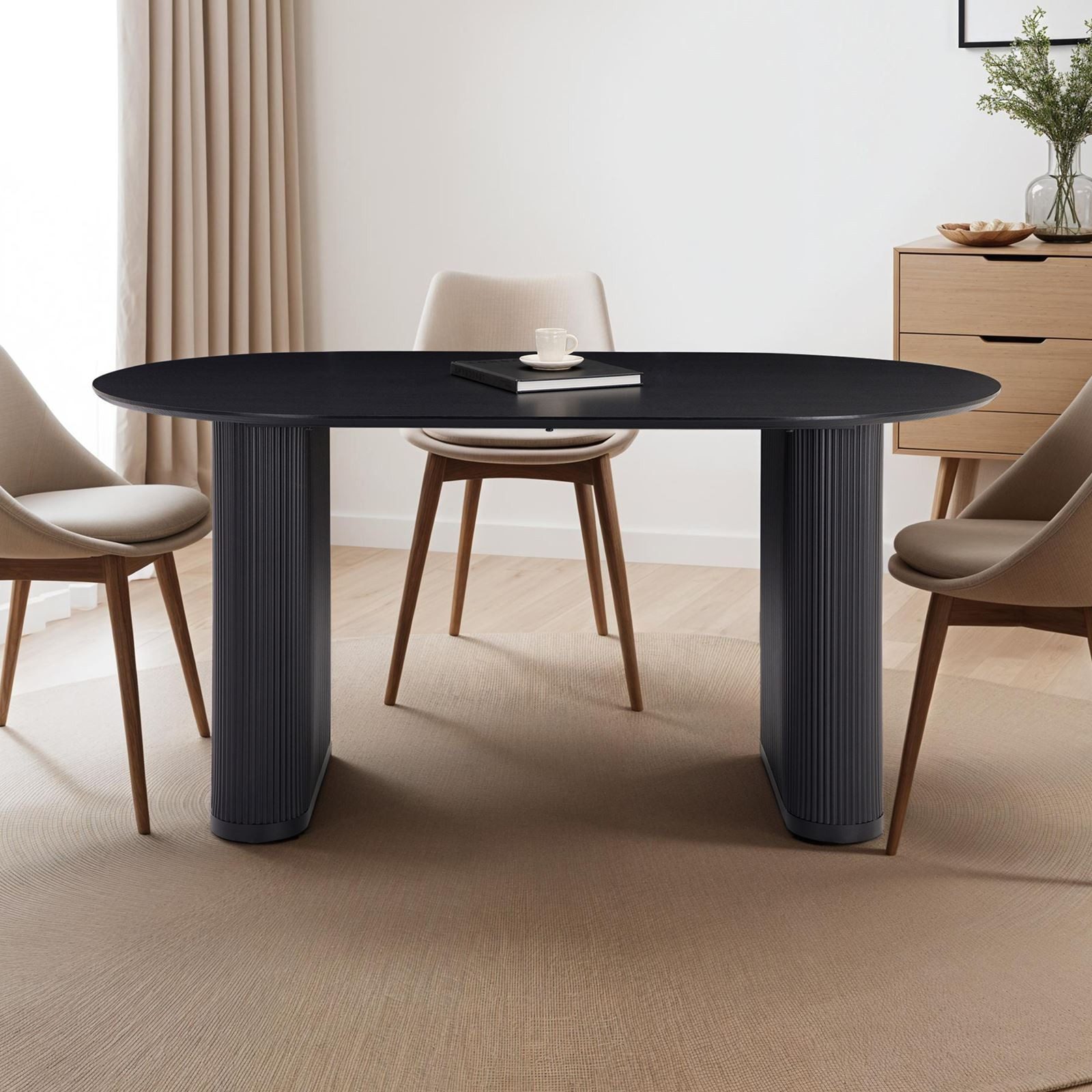 IDIMEX Esstisch MAXIM, moderner Esszimmer 160 x 90 cm Tisch oval mit Lamell günstig online kaufen