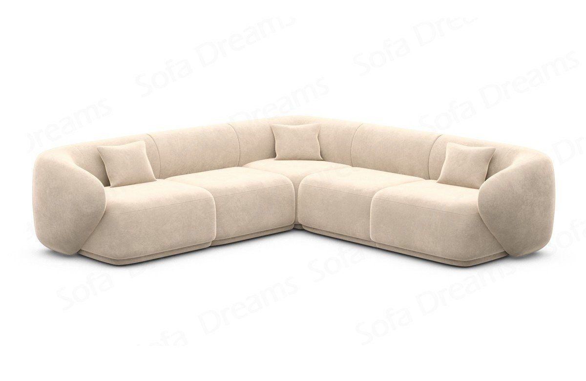 Dreams Sofa Polster beige02 Marbella L Design Sofa Stoffsofa, Ecksofa Form Samtstoff Loungesofa