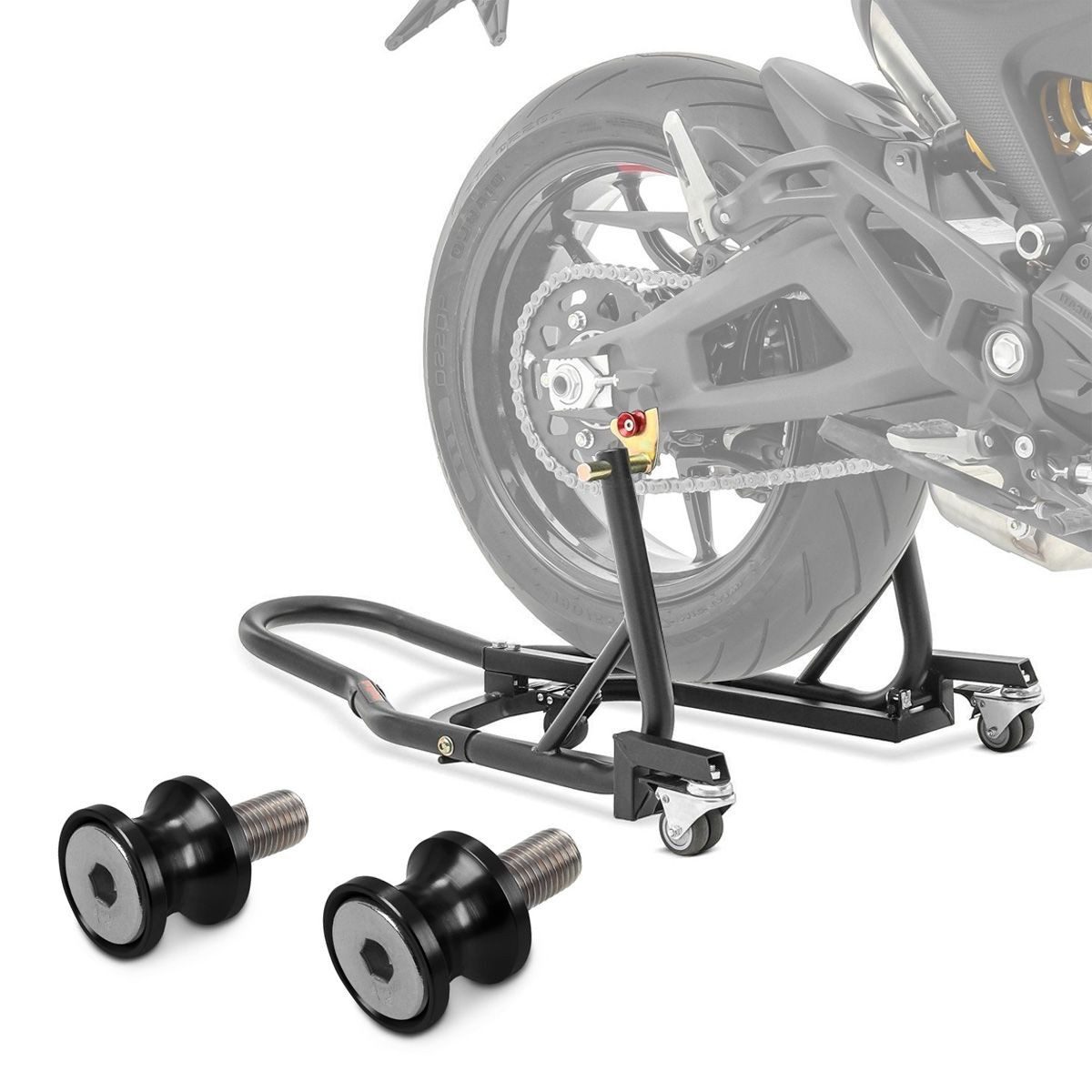 ConStands Motorradheber Set Rangierhilfe + Prismabuchsen-Racingadapter S6