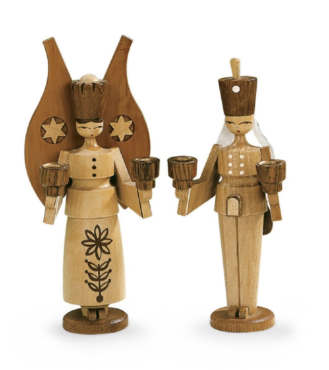 Müller Kleinkunst GmbH Seiffen Weihnachtsfigur Müller Engel und Bergmann natur (1 St), Handarbeit aus dem Erzgebirge