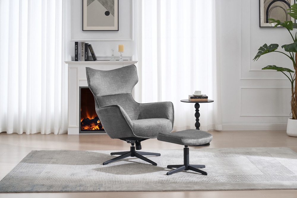 riess-ambiente Ohrensessel VOGUE grau / schwarz günstig online kaufen