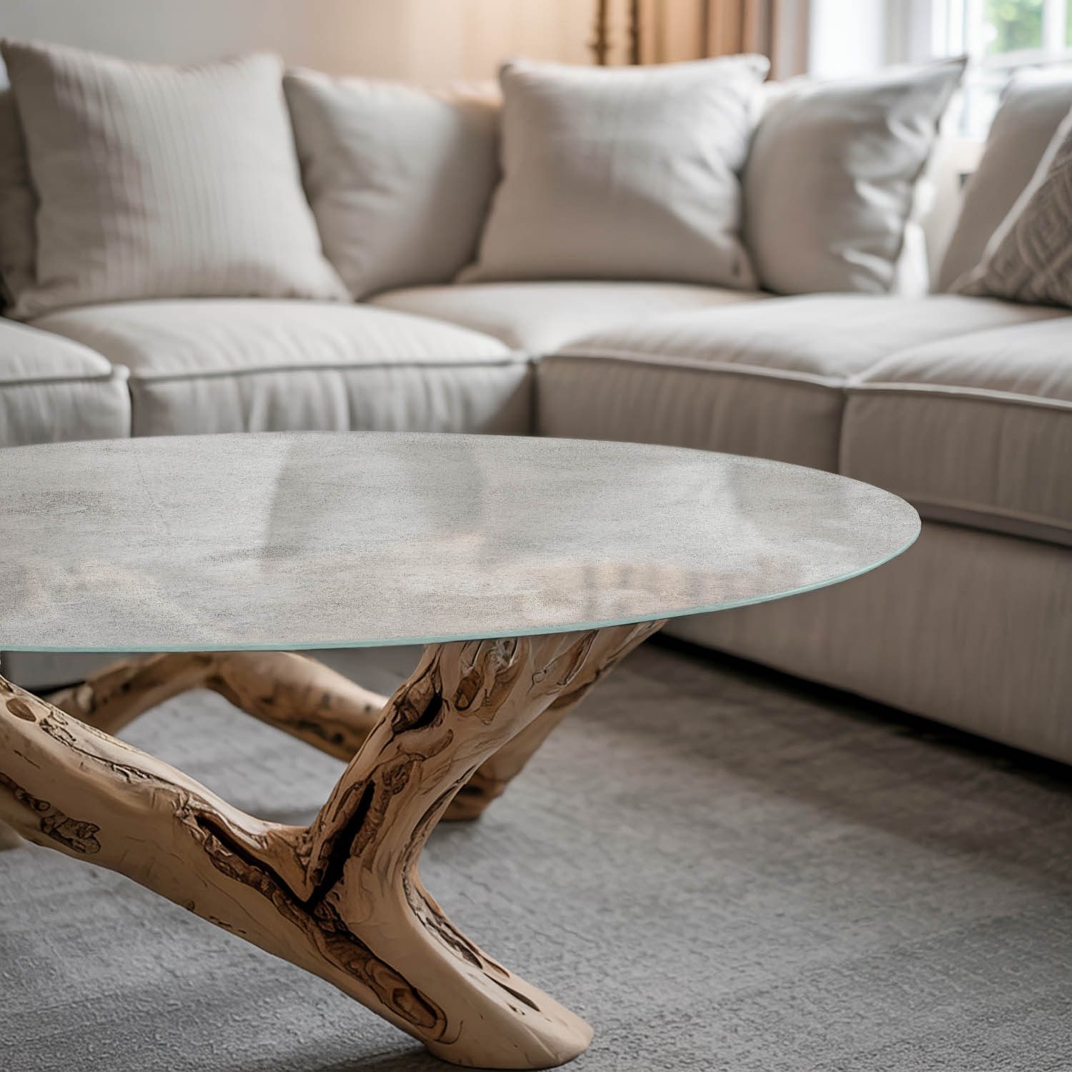 Tulup Tischplatte Glasplatte für Couchtisch Betonstruktur mit Kratzern Glas Tischplatte