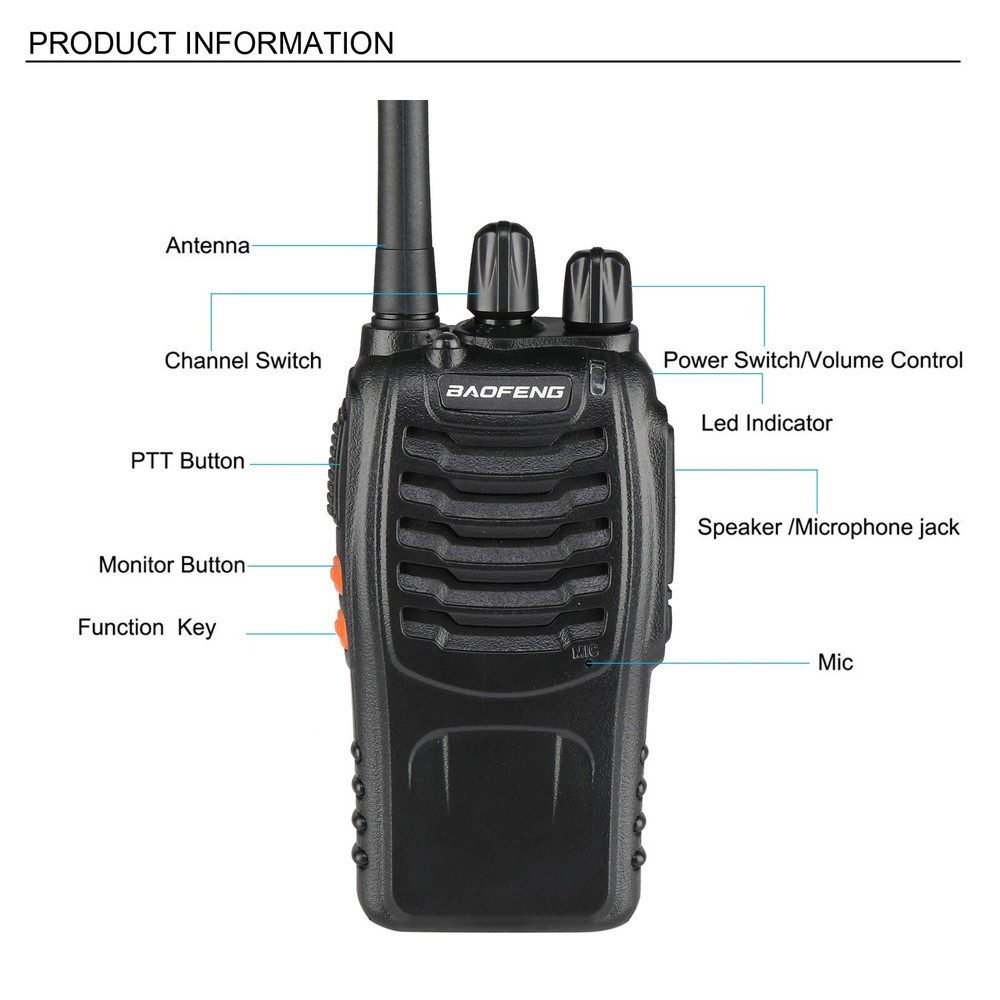 Baofeng Funkgerät BF-88A FRS, (Set, 2er-Set), 16 Kanäle, 0,5 W, 1500 mAh