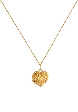 Elli Premium Kette mit Anhänger Herz Ornament Amulett Medaillon 585 Gelbgold, Herz