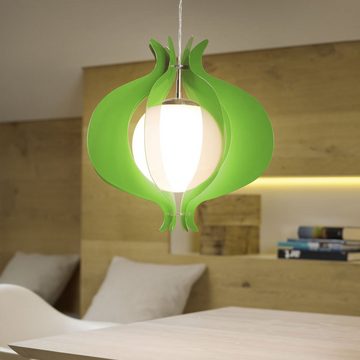 EGLO Pendelleuchte, Leuchtmittel nicht inklusive, Pendelleuchte Wohnzimmerlampe Glaskugel Metall grün nickel H 110 cm