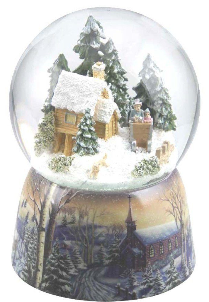Musicboxworld Spieluhr Kugel Waldhaus & Schlitten
