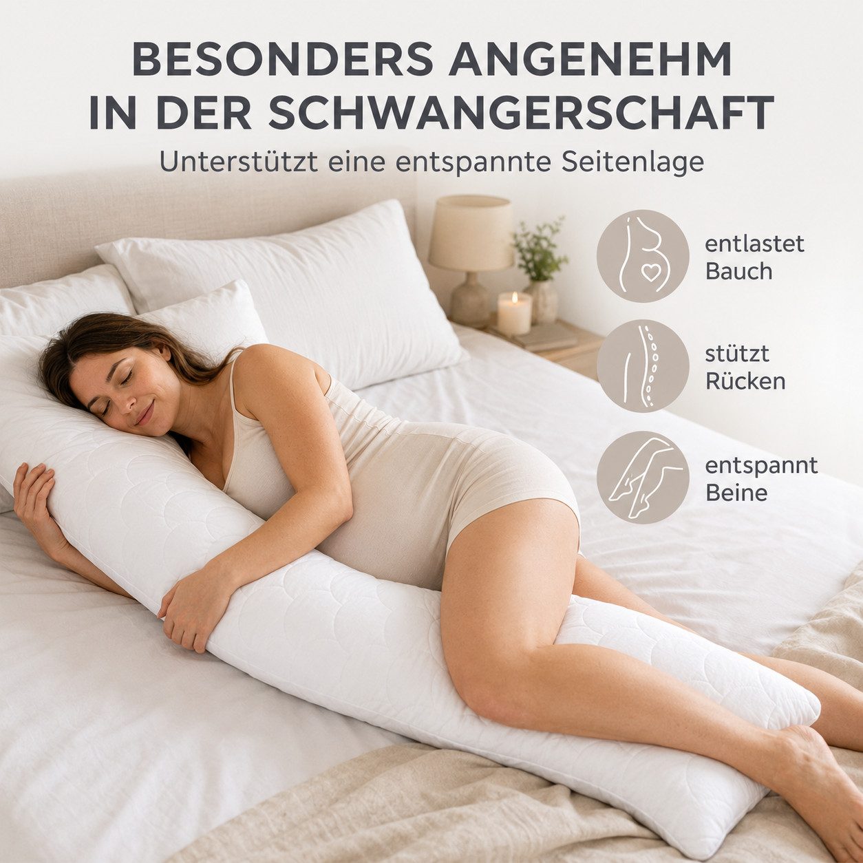 SEI Design Seitenschläferkissen 40x130 cm WELLE - in natürlicher S-Form, 1 Stück, 1-tlg., Schwangerschaftskissen Stillkissen – Bild 4 von 5